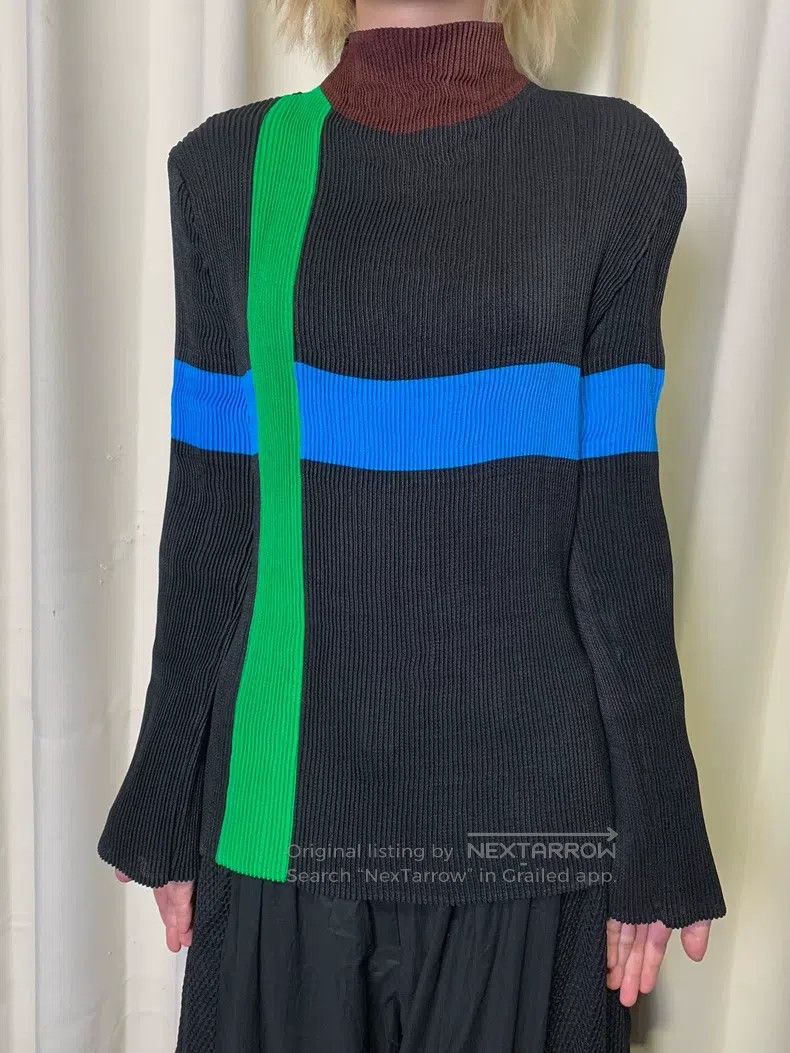 Issey Miyake Issey Miyake Circus Color-Striped Ruched Stand-Collar Top Size M / US 6-8 / IT 42-44 - 1 Thumbnail