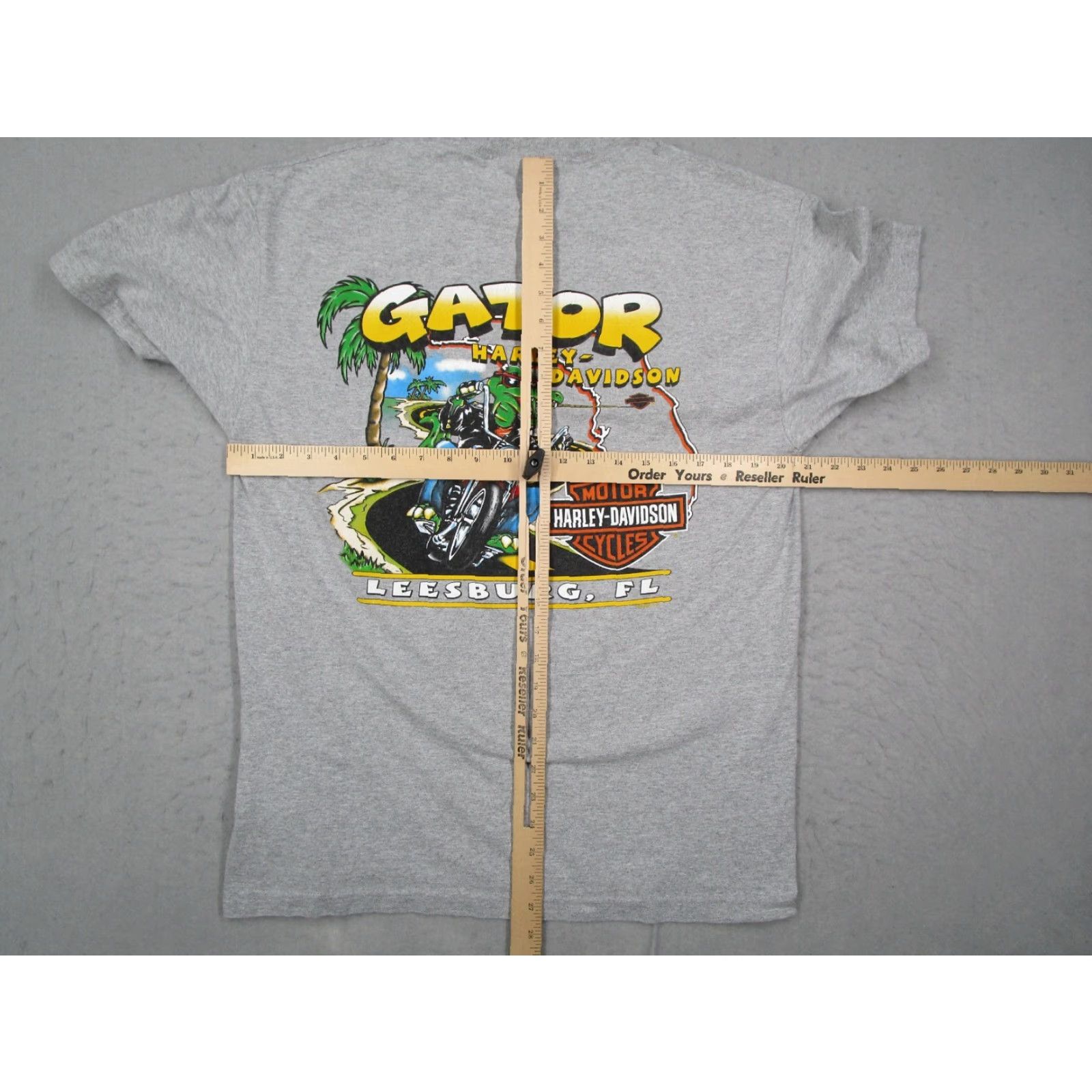 Harley Davidson Harley-Davidson Graphic T-Shirt Men's Large Gray Short Sleeve Crew Neck Gator Leesburg Florida Biker Retro Size US L / EU 52-54 / 3 - 7 Thumbnail