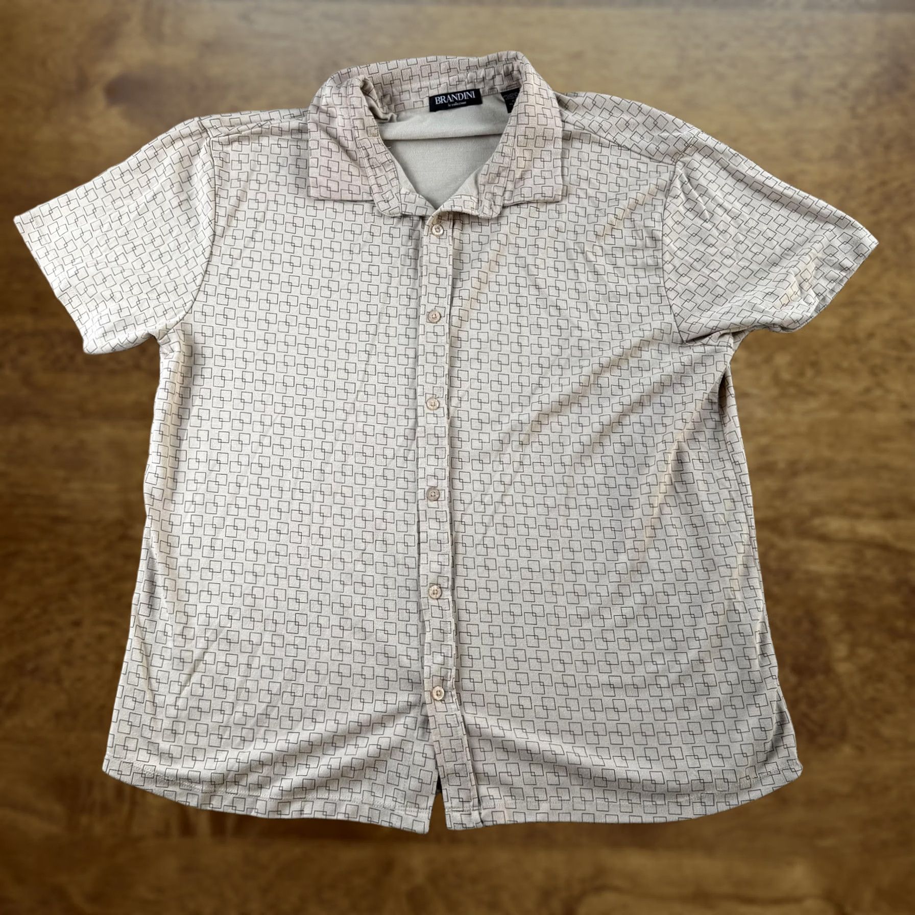 Vintage Brandini Shirt Mens XL Beige Geometric Short Sleeve Button Up Casual Summer Size US XL / EU 56 / 4 - 1 Thumbnail
