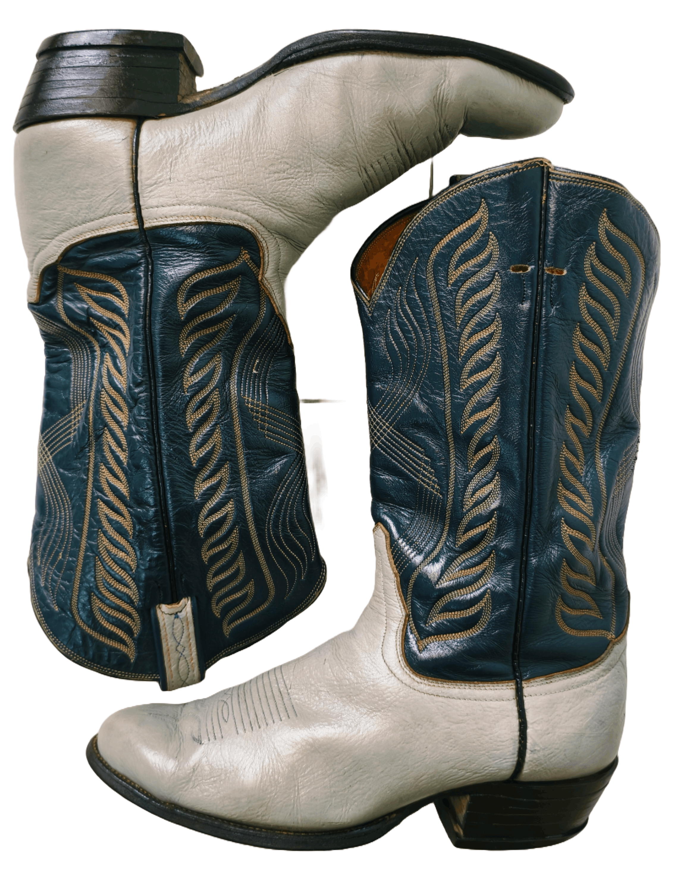 Cowboy Equipment Tony Lama Cowboy Boots Grey/Dark Blue Mens US10EE Style 8056 Size US 10 / EU 43 - 2 Thumbnail