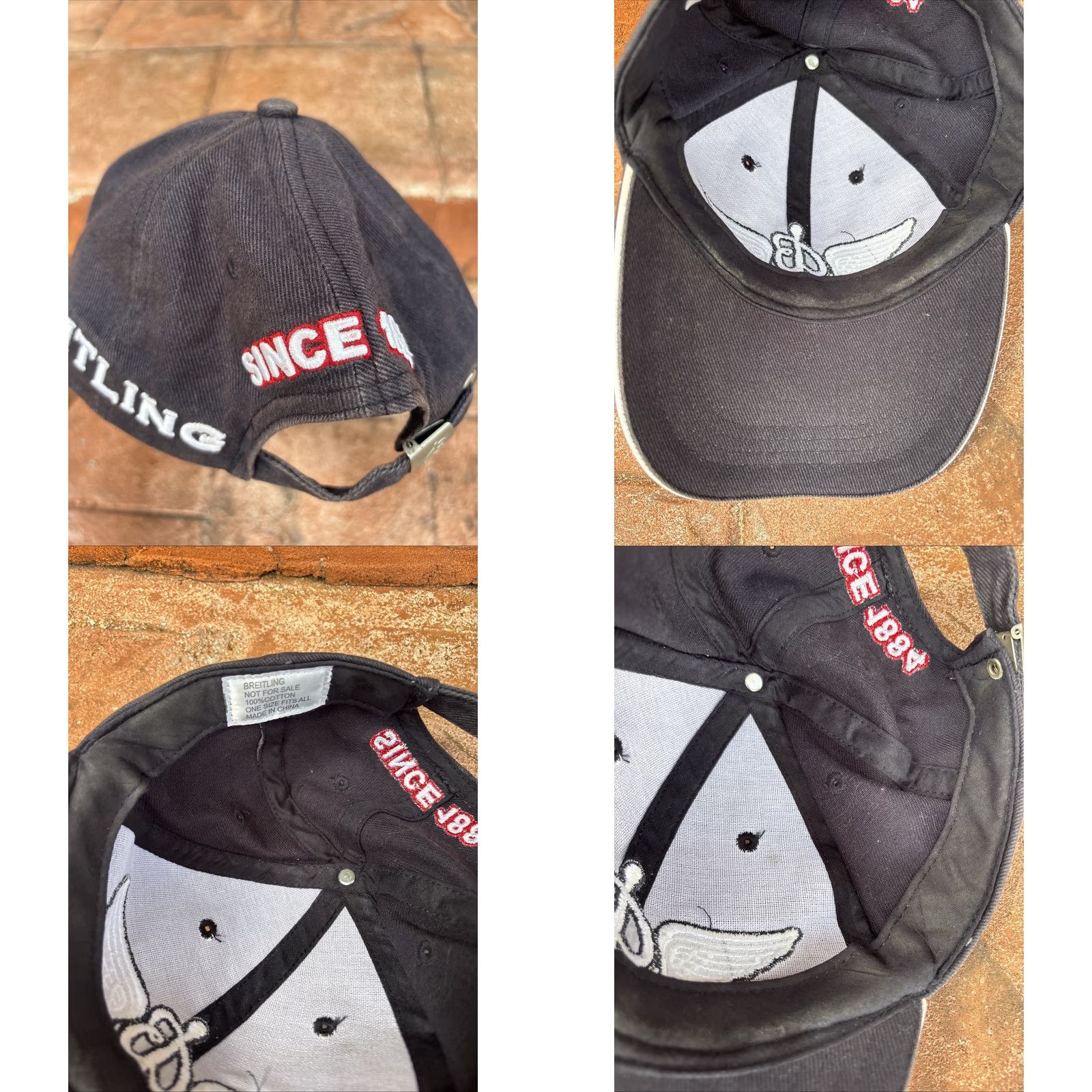 Breitling Breitling Hat Cap Since 1884 Watch Wings Anchor Adjustable Baseball Cap Mens Gray/Black Twill 100% Cotton Strapback Size ONE SIZE - 8 Thumbnail