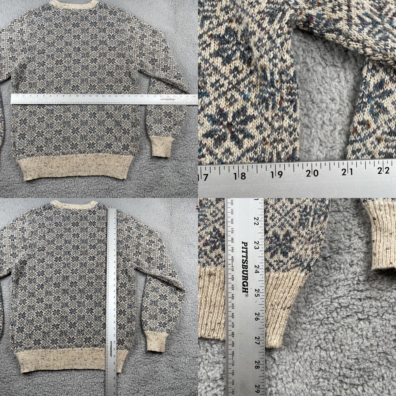 Vintage VINTAGE Niche Sweater Wool Acrylic Blend Snow Flake Tile Design White Large Crew Neck Mens Pullover Long Sleeve Modern Designer Knit Size US L / EU 52-54 / 3 - 9 Thumbnail