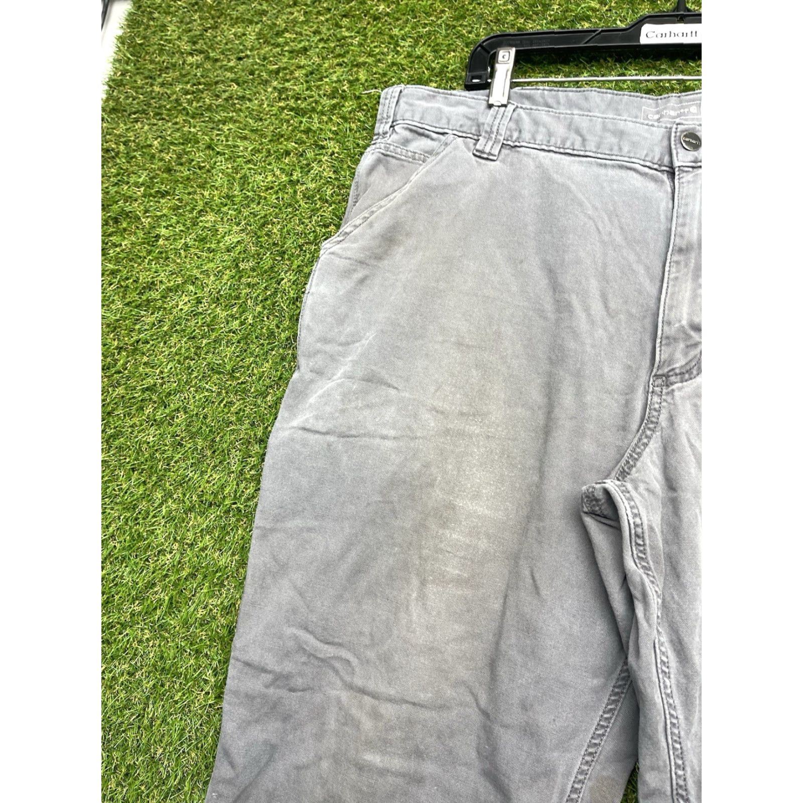 Carhartt VINTAGE Carhartt Carpenter Pants Mens 42x30 Gray Rugged Flex Canvas Work Relaxed Fit Y2K Size US 42 / EU 58 - 5 Thumbnail