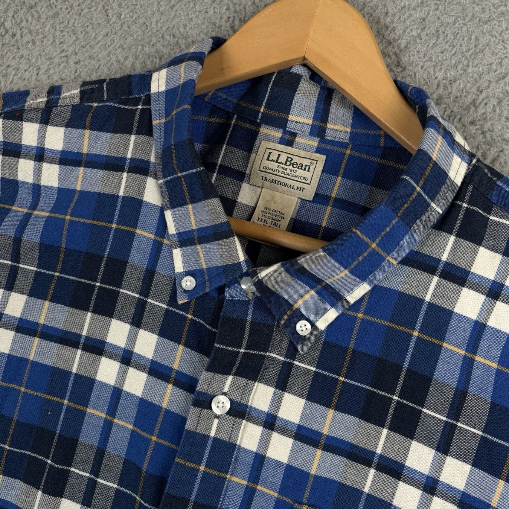 Vintage VINTAGE LL Bean? (No, not vintage) LL Bean Comfort Stretch Oxford Shirt Mens 3XL Tall Blue Plaid Untucked Size US XXL / EU 58 / 5 - 2 Thumbnail