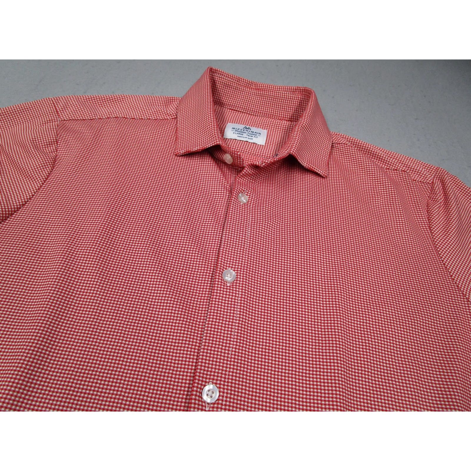 Mizzen+Main Mizzen+Main Shirt Mens XL Trim Fit Red Check Button-Down Performance Stretch Wrinkle Resistant Easy Care Size US XL / EU 56 / 4 - 2 Thumbnail
