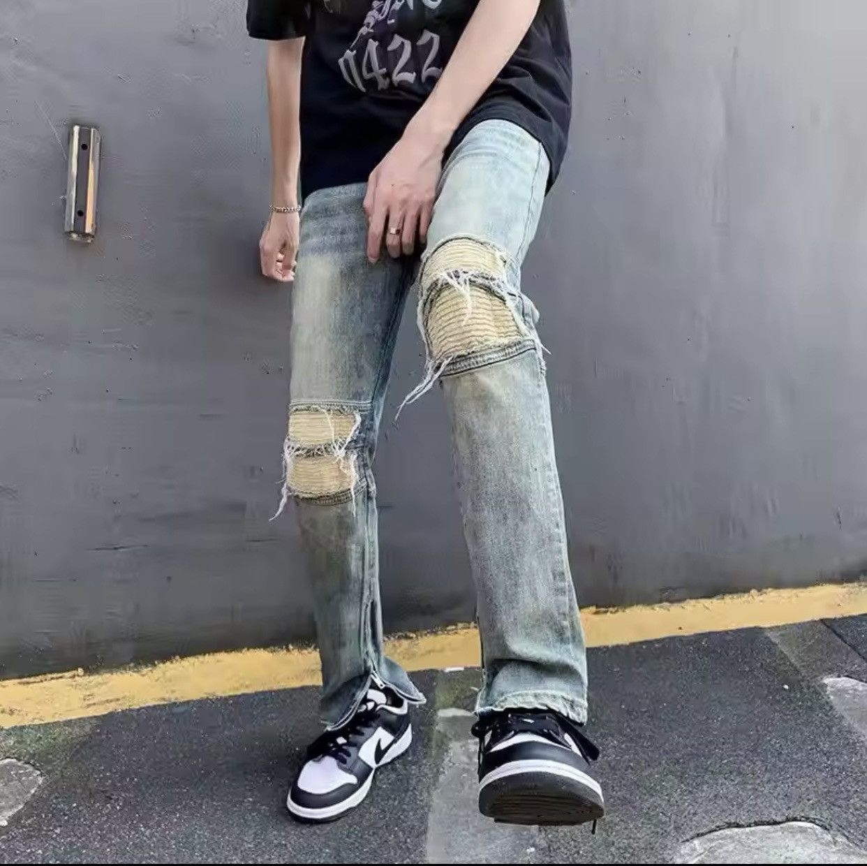 Denime × Jean Y2K Fashion Stretch Slim Ripped Jeans Pants Size US 29 - 3 Thumbnail