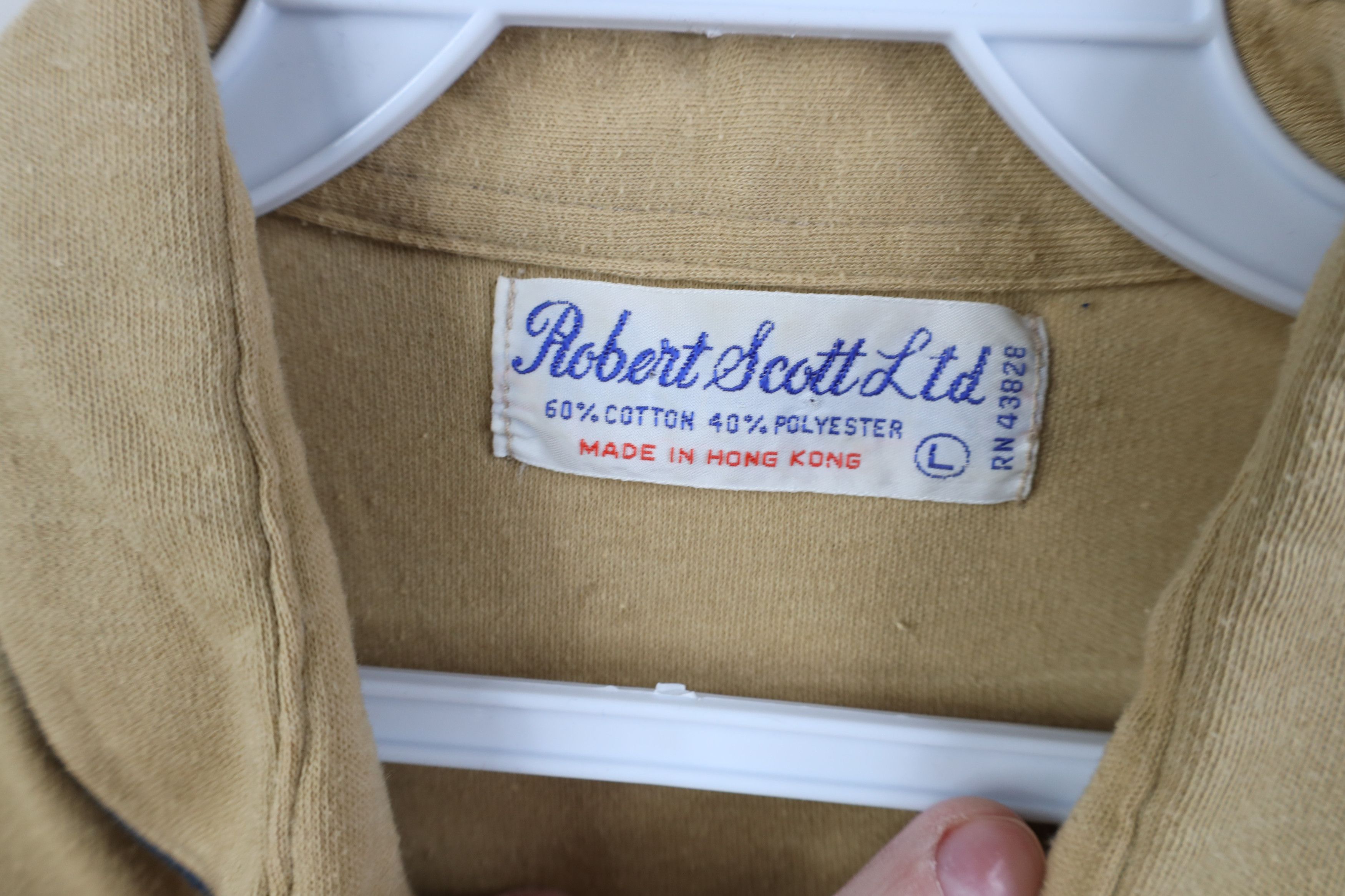 Vintage Vintage 70s Streetwear Knit Collared Polo Shirt Beige Size L / US 10 / IT 46 - 6 Thumbnail