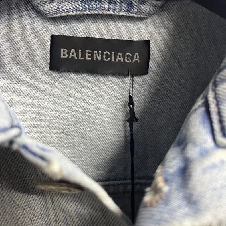 Balenciaga Balenciaga Blue solid rhinestone stitch print logo single b Size XS / US 0-2 / IT 36-38 - 3 Thumbnail