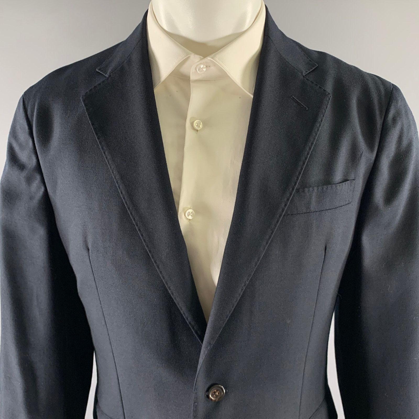 Other POLO Size 40 Navy Solid Wool Notch Lapel Sport Coat Size 40R - 2 Thumbnail