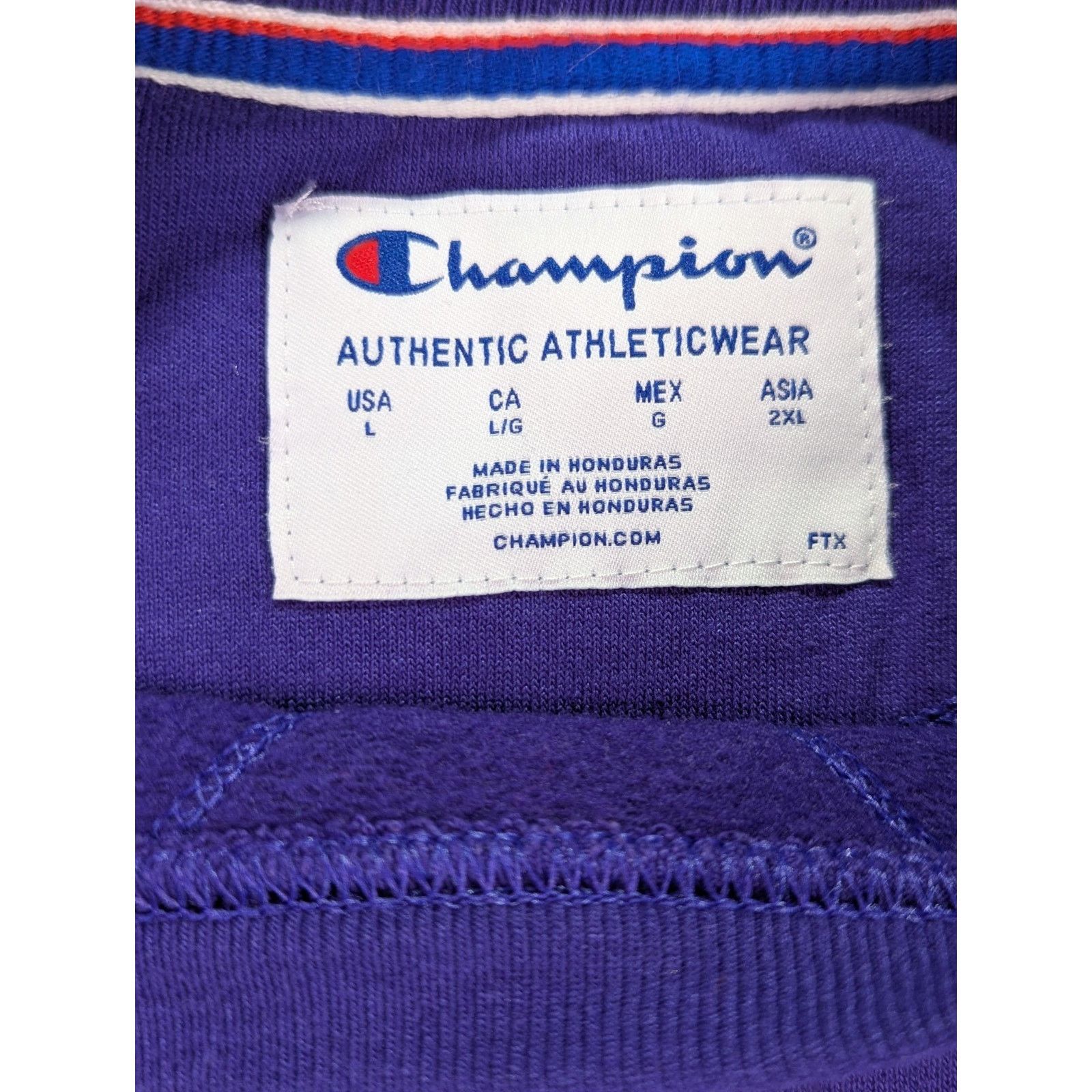 Champion Sz L Purple Powerblend Crewneck Holographic Logo Sweatshirt Size L / US 10 / IT 46 - 7 Thumbnail