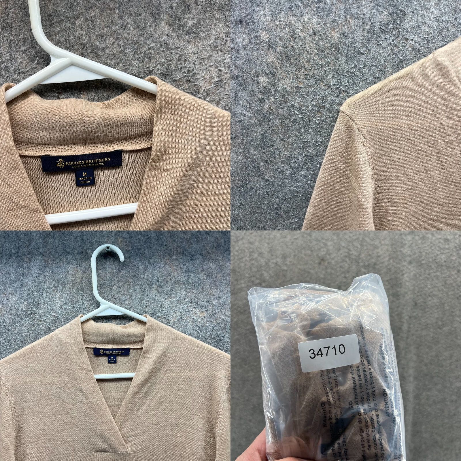 Brooks Brothers Brooks Brothers Sweater Mens Medium Beige V-Neck Extra Fine Merino Wool Knit Pullover Handcrafted Logo Regular Knit Wool Size US M / EU 48-50 / 2 - 8 Thumbnail