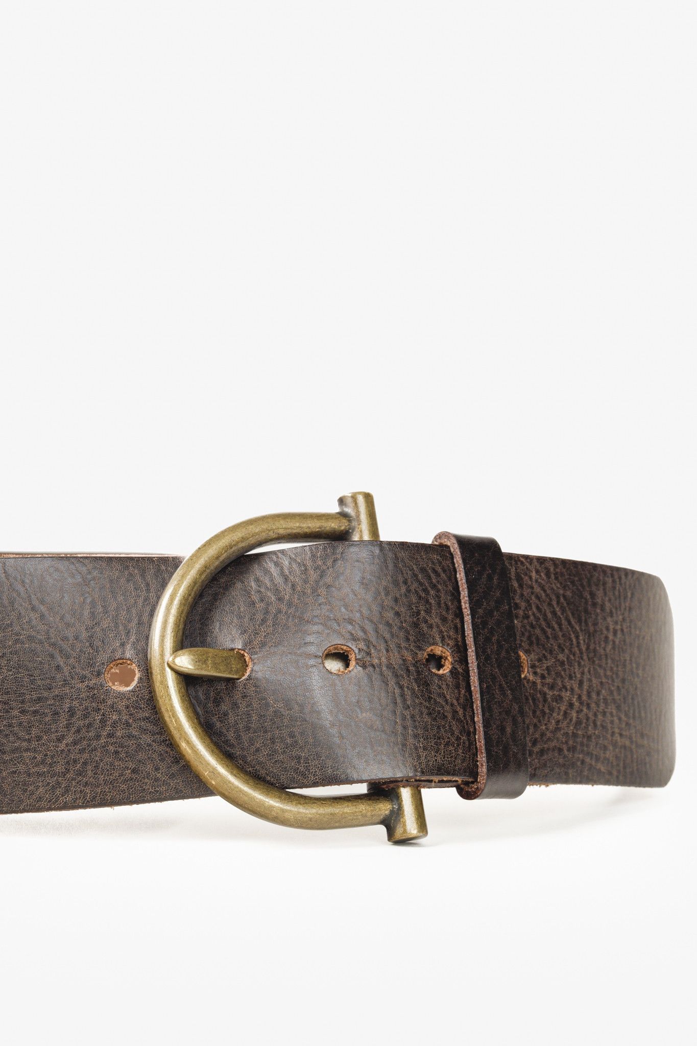 Other Part Two Wide Brown Leather Bronze Buckle Belt Size ONE SIZE - 3 Thumbnail