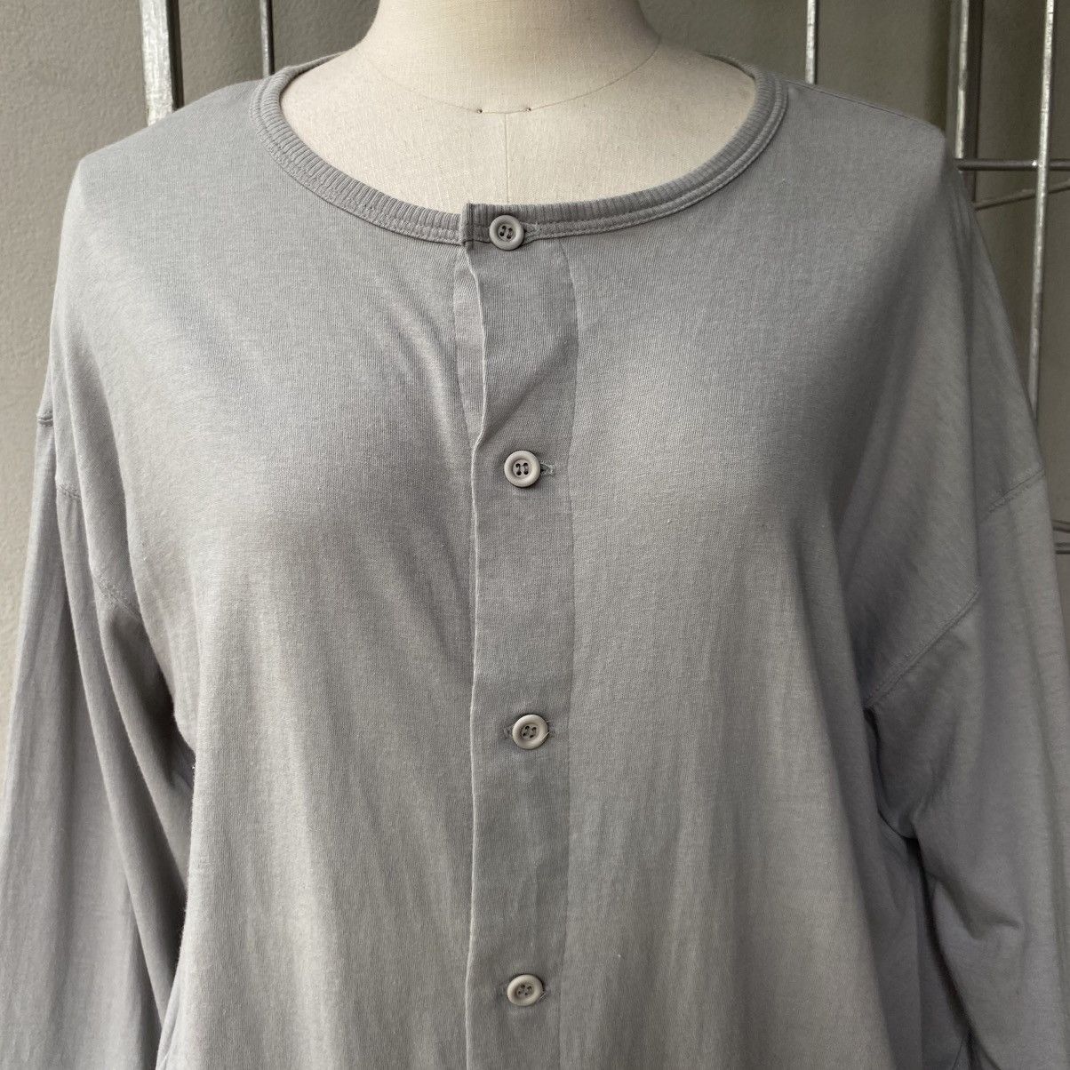 Tete Homme TÊTE HOMME Grey Long Sleeve Polo with Logo Hem Size US L / EU 52-54 / 3 - 12 Thumbnail