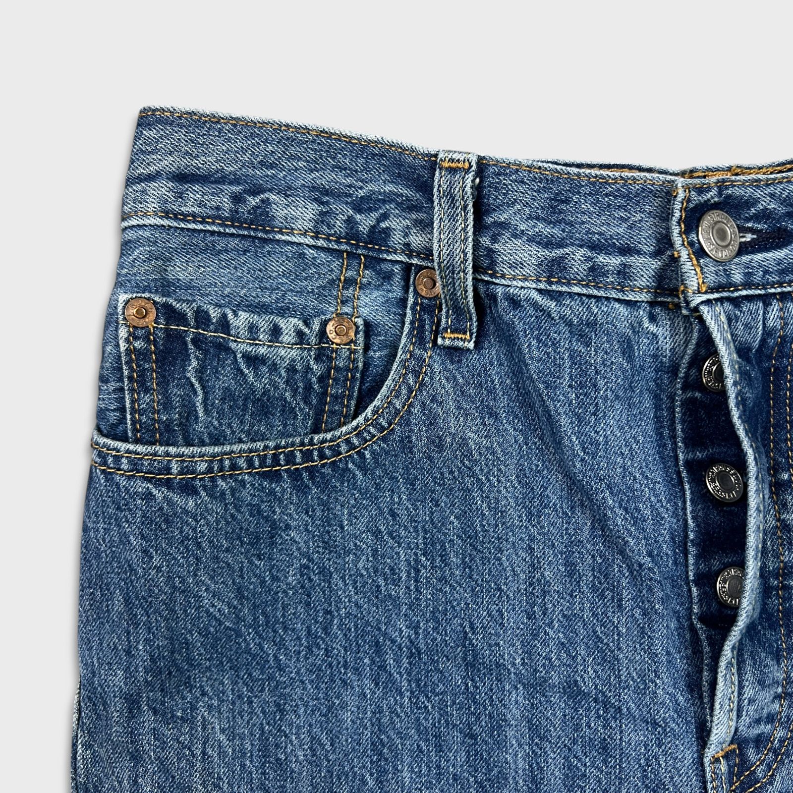 Levi's × Vintage Levi's 501 S Jeans 29x32 Blue Premium Button Fly Denim Pants Size US 29 - 3 Thumbnail