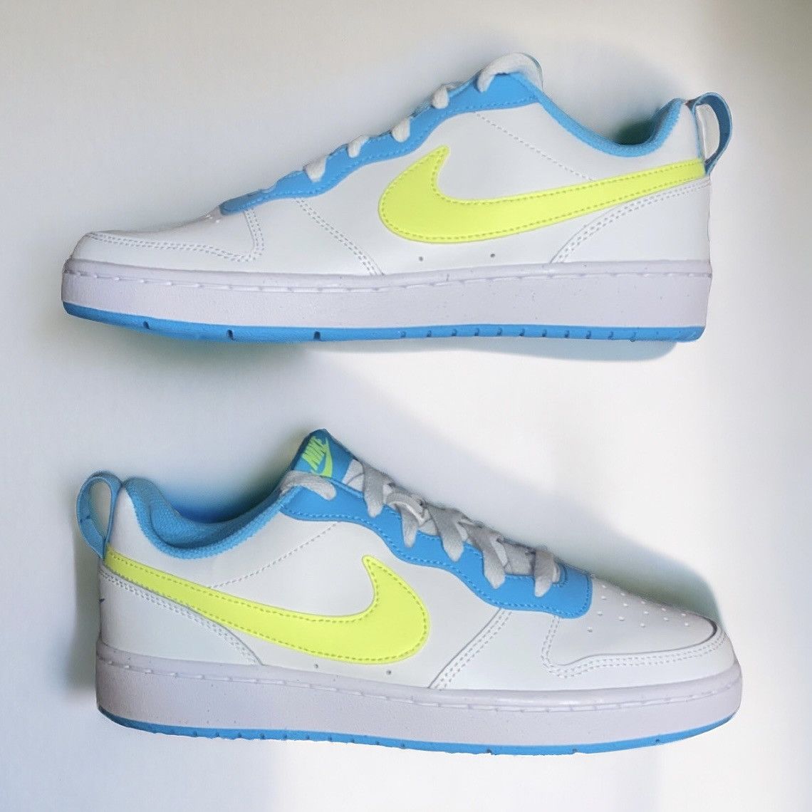 image of Nike Court Borough Low 2 Gs 'white Baltic Blue Volt' Shoes, Men's (Size 7)