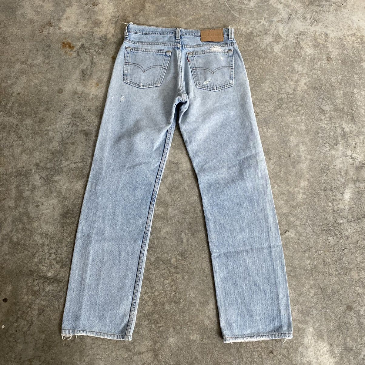 Levi's Vintage 90’s Levis 505 Sashiko Boro Light Blue Remark Jeans Size US 29 - 12 Thumbnail