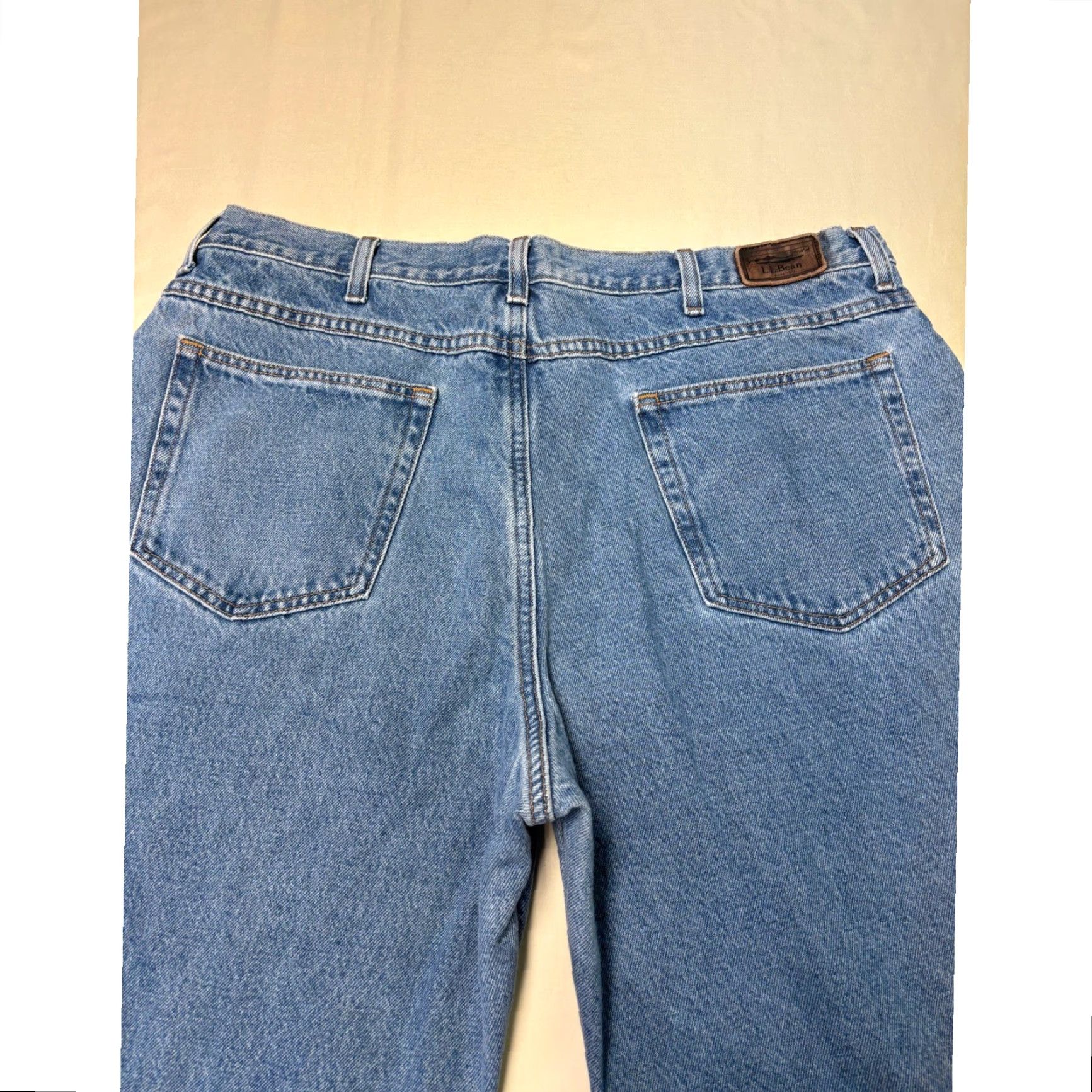 Vintage L.L. Bean Jeans Mens 40x32 Relaxed Fit Denim Flannel Lined Blue Plaid Insulated 5-Pocket Zip Fly Leather Patch Clothing Pants Size US 40 / EU 56 - 7 Thumbnail