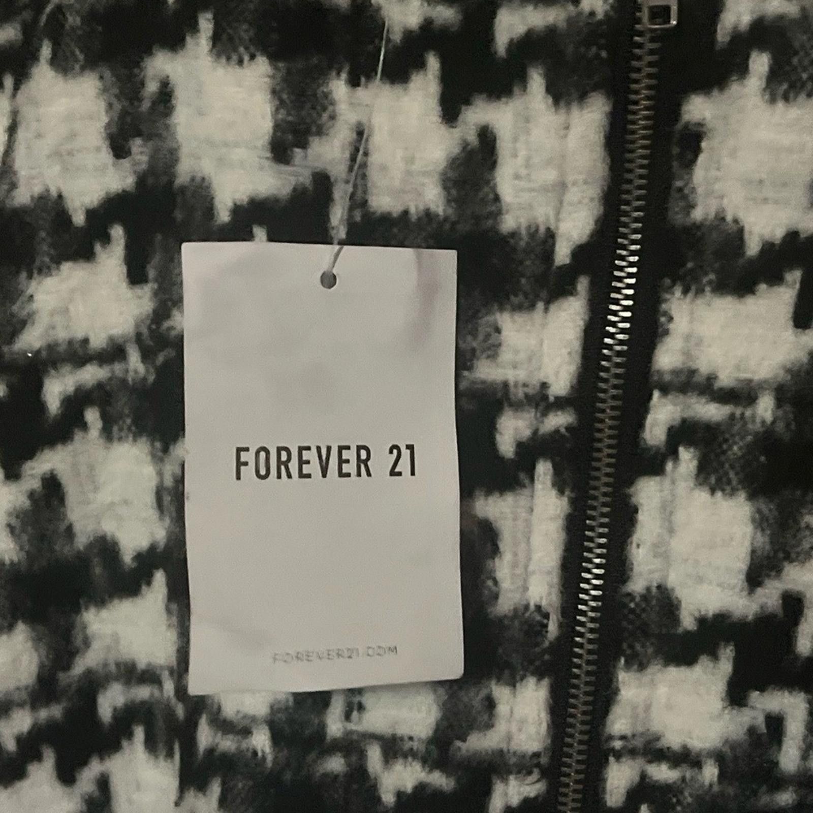 Forever 21 FOREVER 21 Mini Dress L Black White Houndstooth Sweetheart Size L / US 10 / IT 46 - 6 Thumbnail