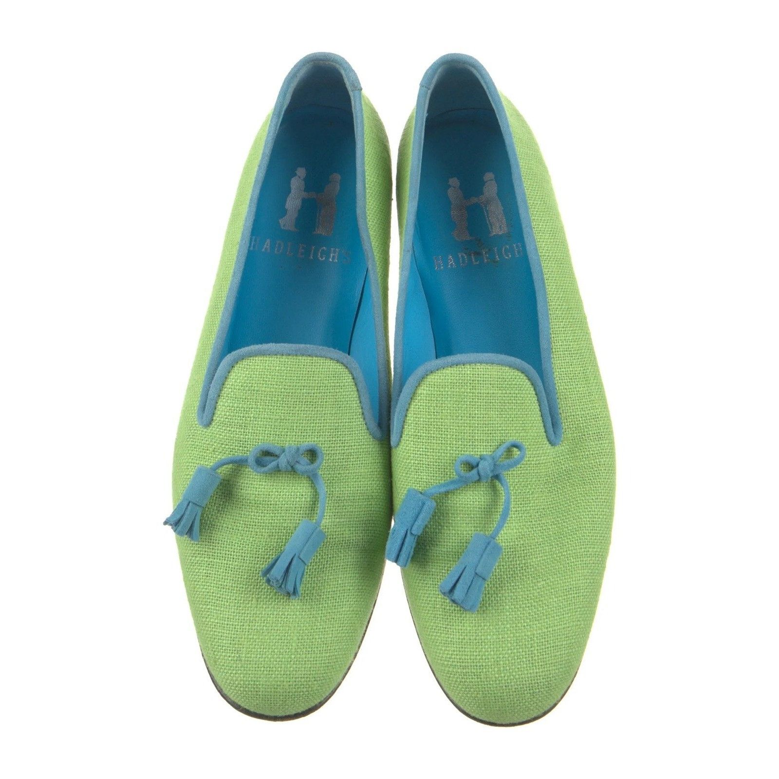 Hadleigh's HADLEIGH'S Colorblock Pattern Loafers Linen Suede Green/Aqua Size US 12 / IT 42 - 2 Thumbnail