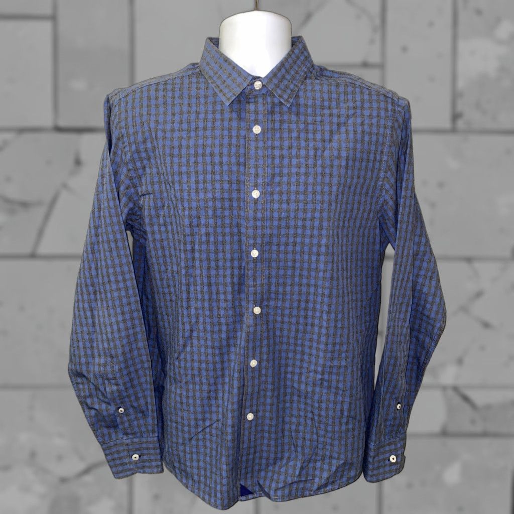UNTUCKit UNTUCKit Slim Fit Long Sleeve Button-Front Shirt Mens L Blue/Gray Button-Down Collar Geometric Pattern Regular Size Type Size US L / EU 52-54 / 3 - 1 Thumbnail