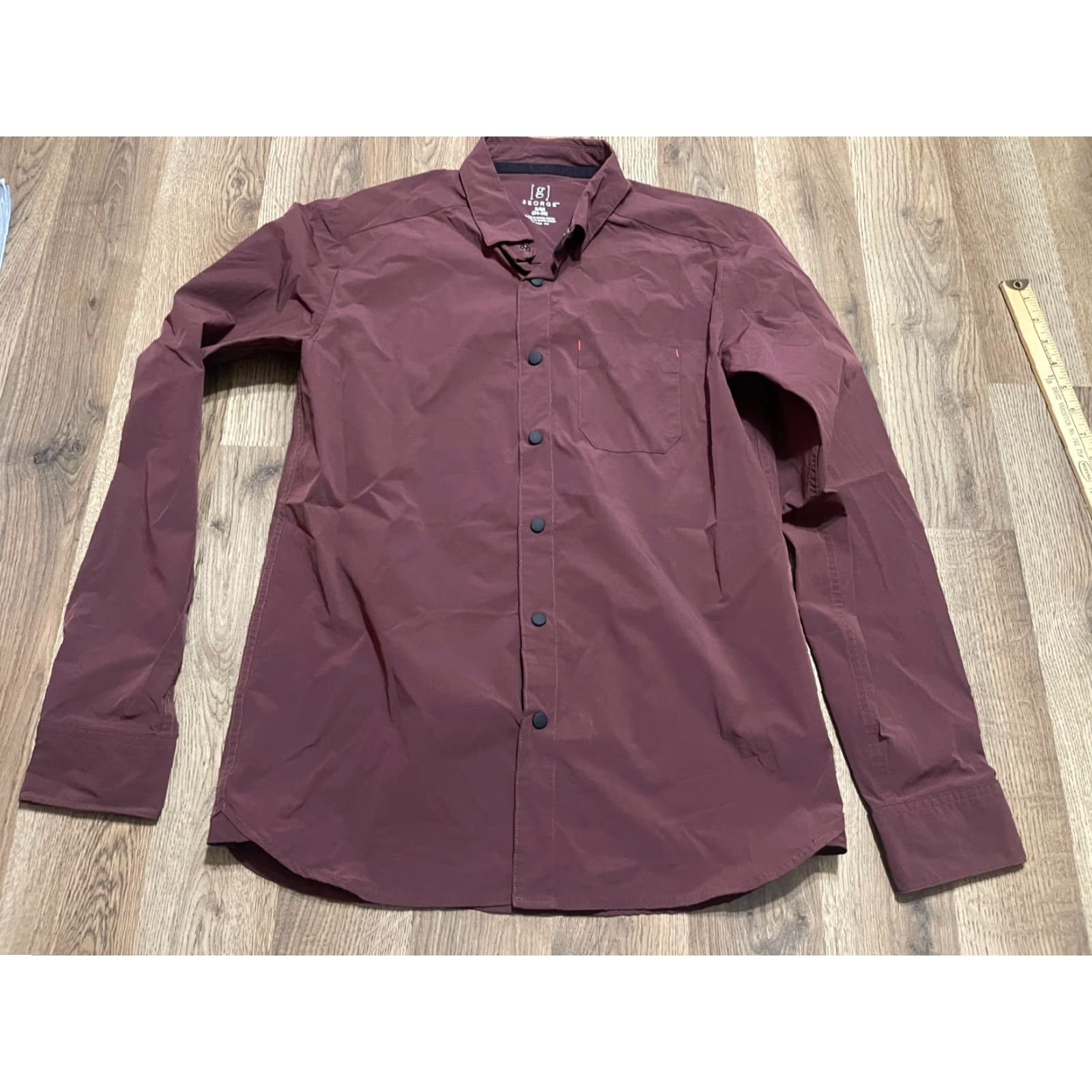 George George Shirt Men’s Small Brown Long Sleeve Button Up Casual Regular Vintage: No Size US S / EU 44-46 / 1 - 2 Thumbnail