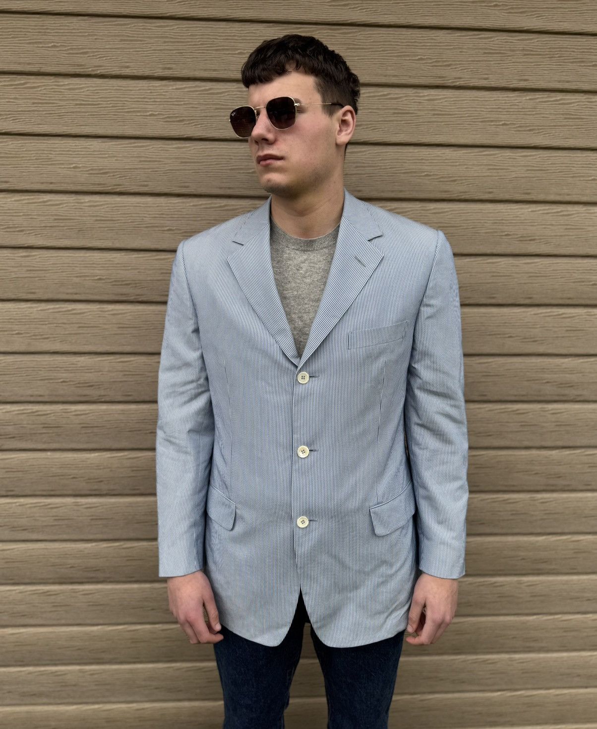 Ermenegildo Zegna Ermenegildo Zegna Soft Silk Blazer 52R Seersucker Luxury Size 42R - 2 Thumbnail