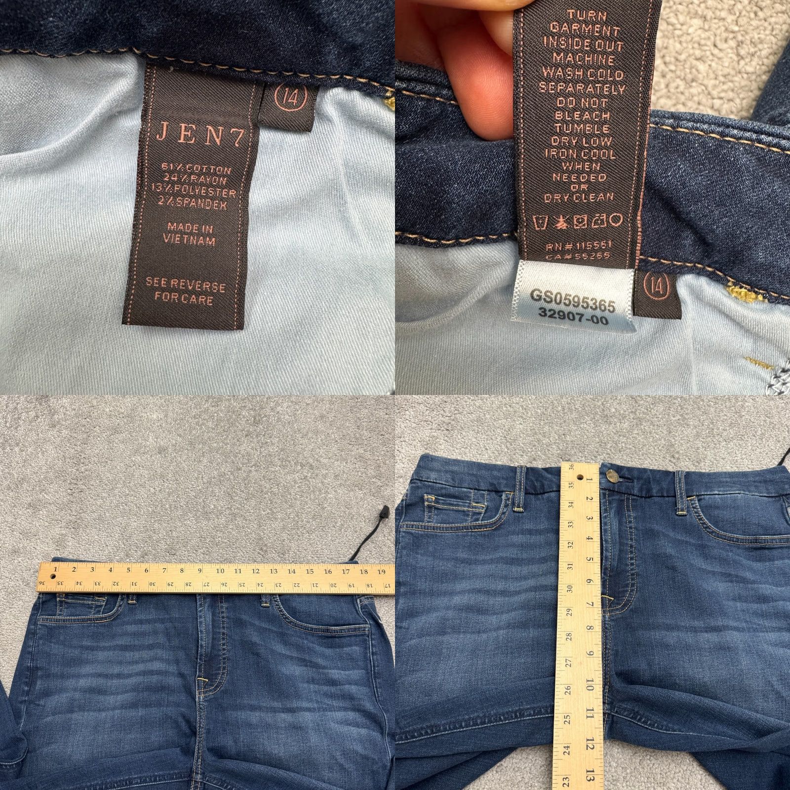 7 For All Mankind Jen7 7 For All Mankind Ankle Skinny Denim Jeans Women 14 Blue Mid Rise Dark Wash Size 36" / US 14 / IT 50 - 8 Thumbnail