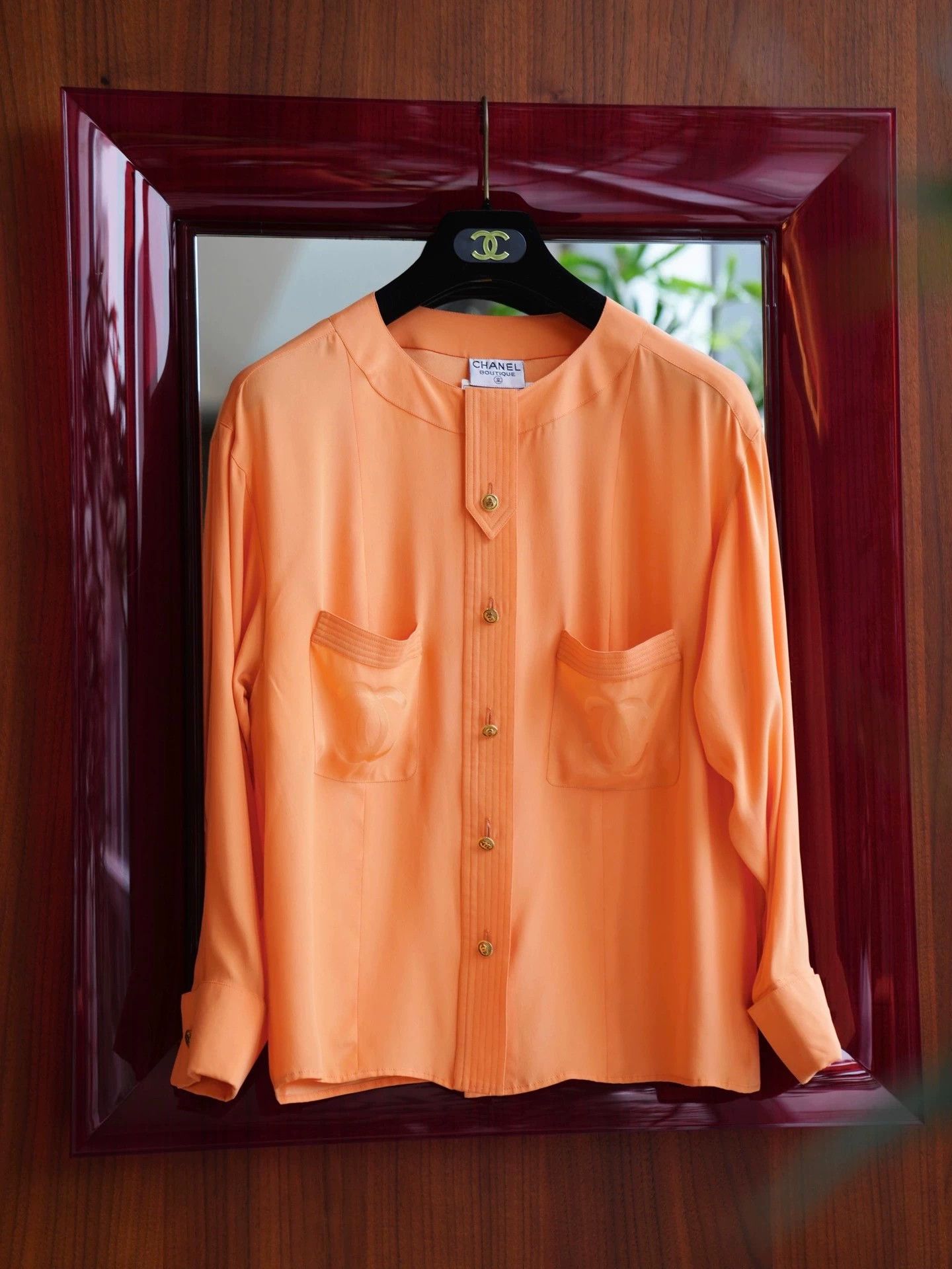Chanel Chanel Vintage Orange Silk Gold-Tone CC Cufflinks Shirt Size M / US 6-8 / IT 42-44 - 2 Thumbnail