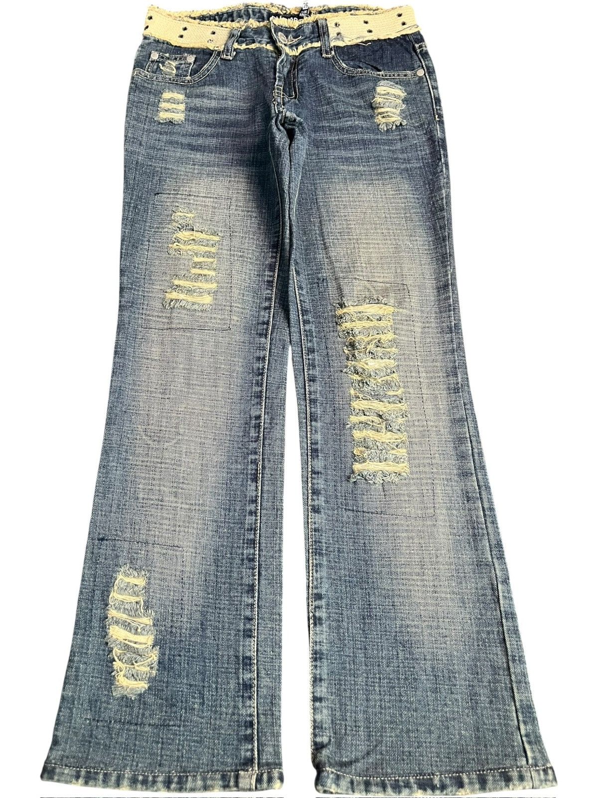 Hysteric Glamour Vintage Japanese Brand Rusty Distress Low Rise Flare Jeans Size 28" / US 6 / IT 42 - 1 Thumbnail