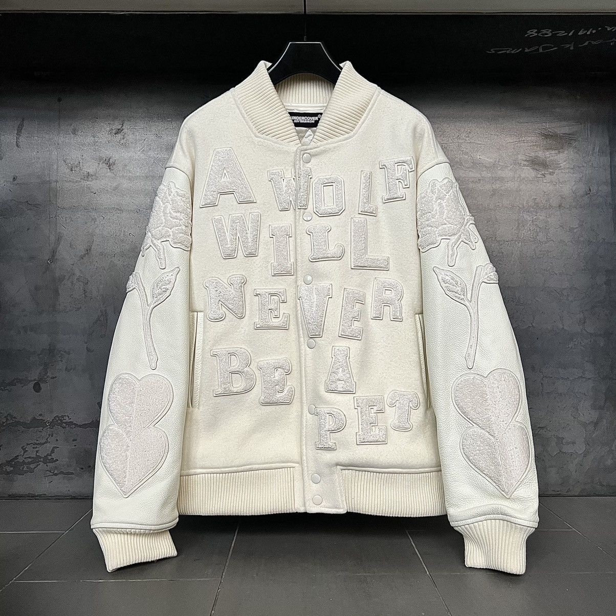 Jun Takahashi Undercover “A Wolf Will Never Be A Pet” Leather Wool Bomber Size US XL / EU 56 / 4 - 1 Thumbnail