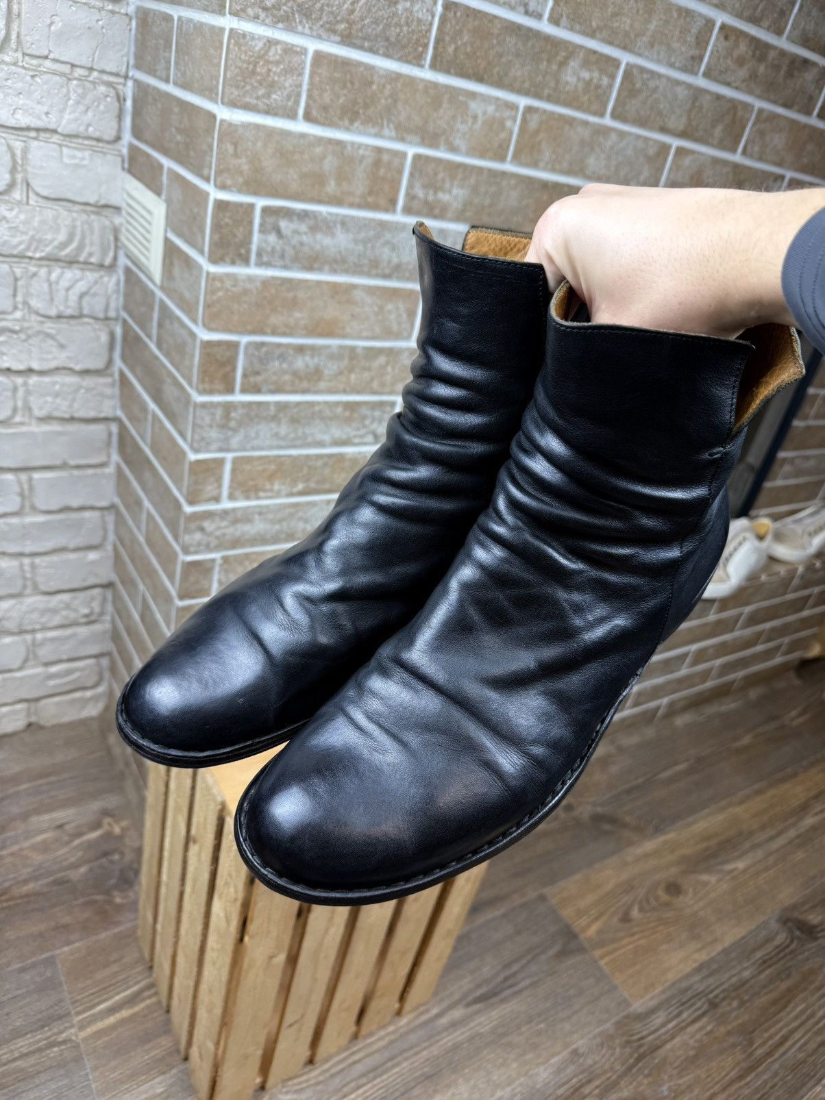Fiorentini + Baker Fiorentini Baker Leather Black Side Zip Ankle Boots Size US 13 / EU 46 - 5 Thumbnail