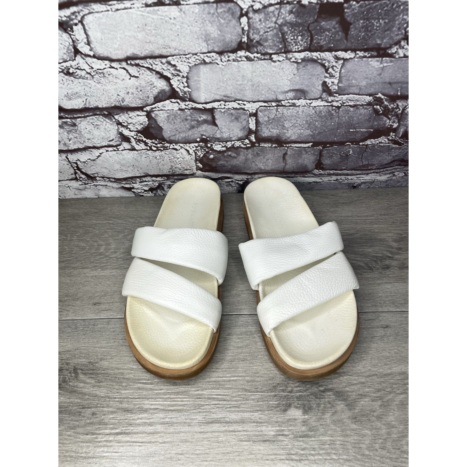 Other Humanoid White Leather Platform Strap Slides Wedge Sandals W Size US 8.5 / IT 38.5 - 13 Thumbnail