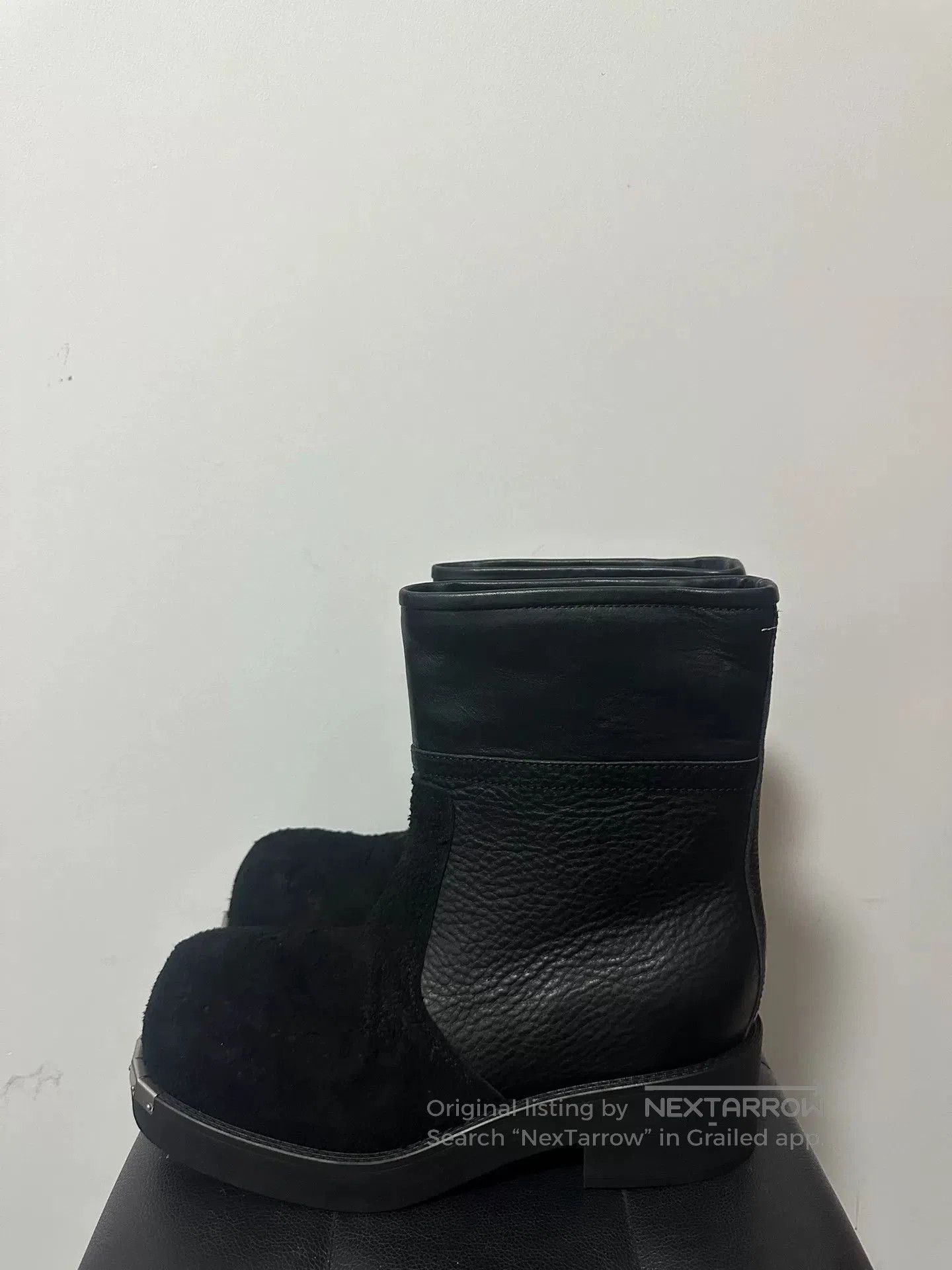MM6 black plush round toe metal boots. Size US 10 / EU 43 - 2 Thumbnail