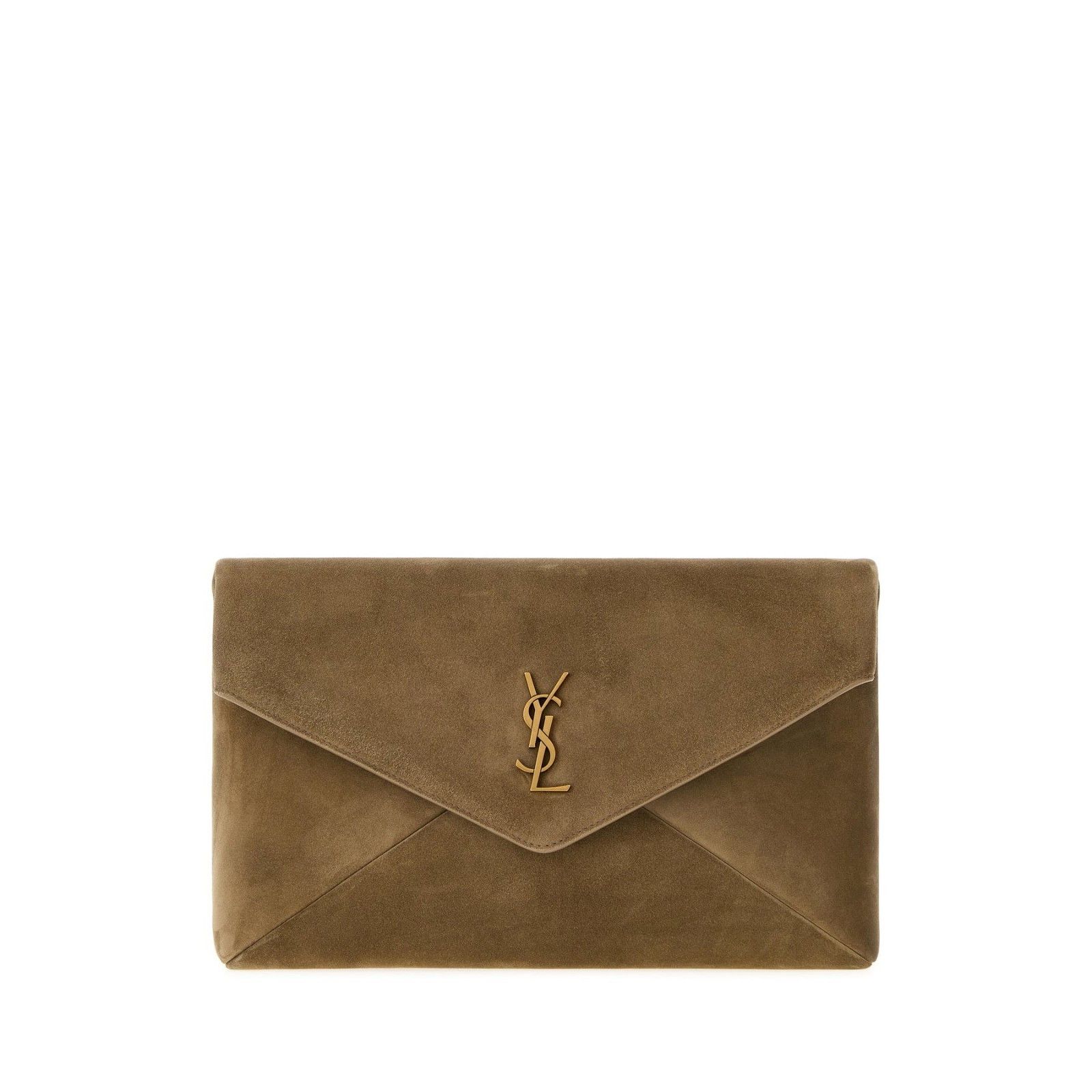 Saint Laurent $1400 Cassandre Large Light Cumin Pouch New &, Women's