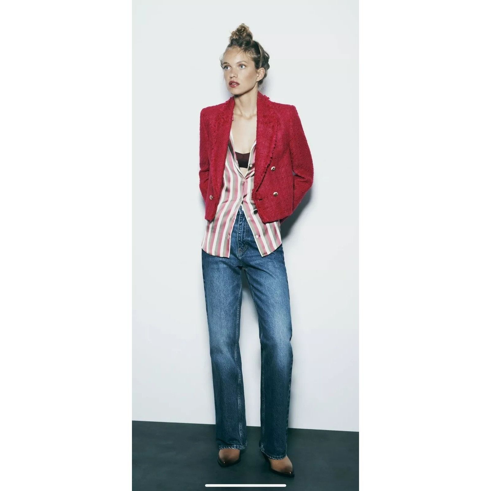Zara Zara Double-Breasted Blazer Jacket With Frayed Edges Tweed Size XS / US 0-2 / IT 36-38 - 1 Thumbnail