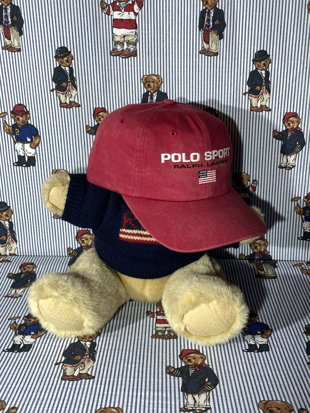 Polo Ralph Lauren × RRL Ralph Lauren × Ralph Lauren Cap Polo Sport Spell Out OG Vintage 1992 Size ONE SIZE - 3 Thumbnail