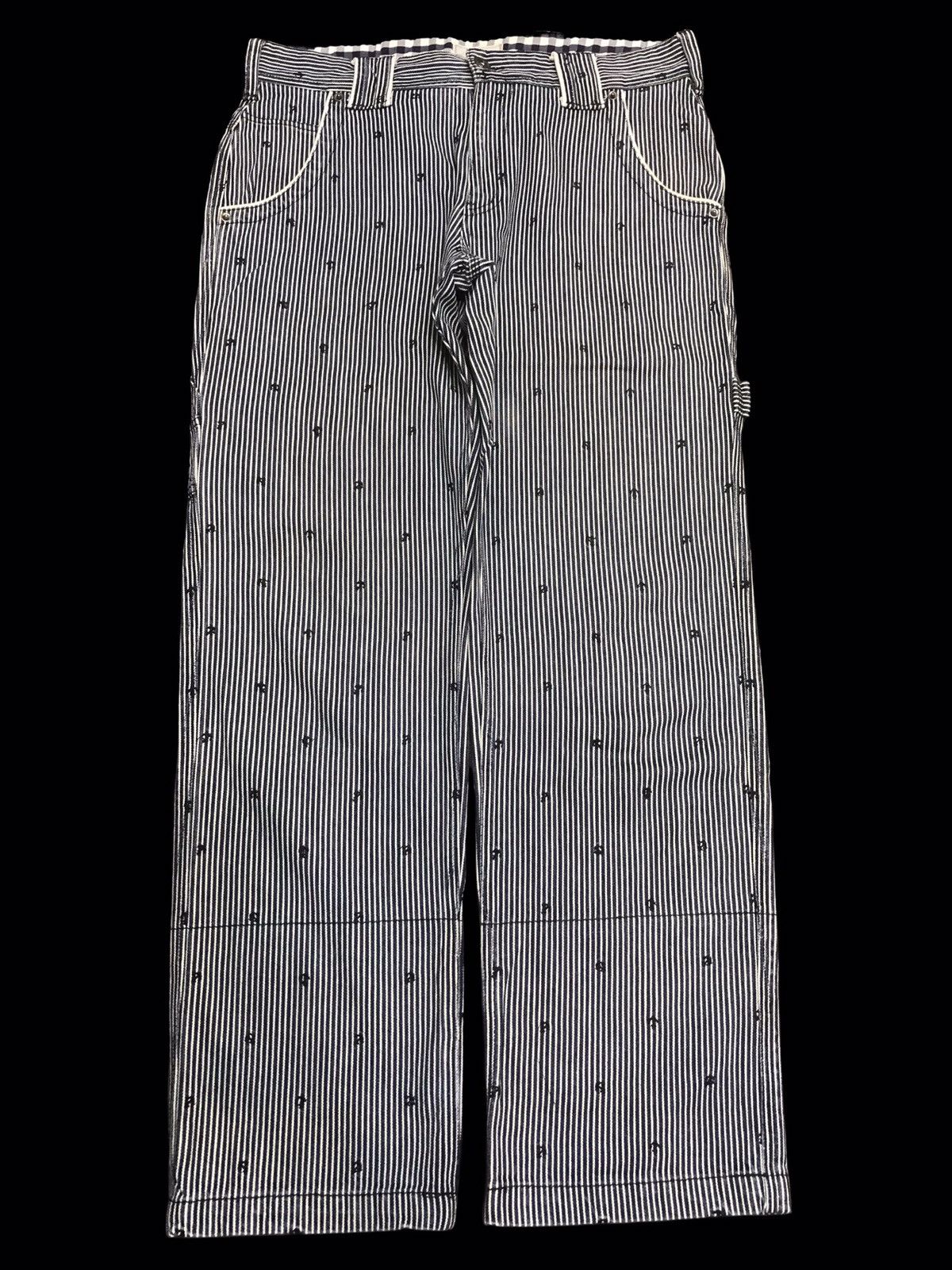 Japanese Brand BROWNY Anchor Embroidery Hickory Stripe Carpenter Pant F119 Size US 34 / EU 50 - 1 Thumbnail