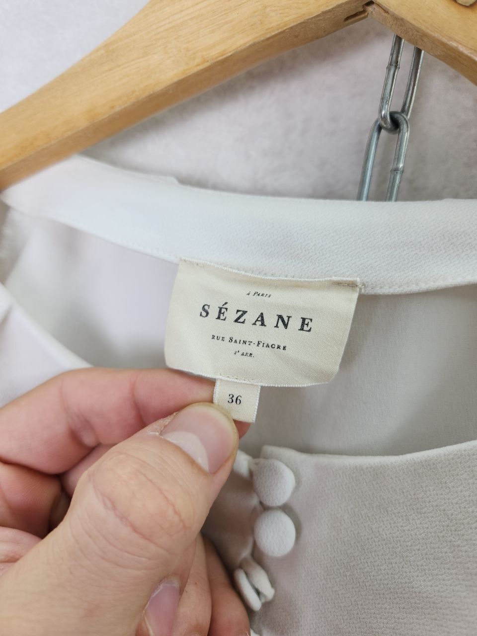 Sezane Sezane White Blouses Size L / US 10 / IT 46 - 7 Thumbnail