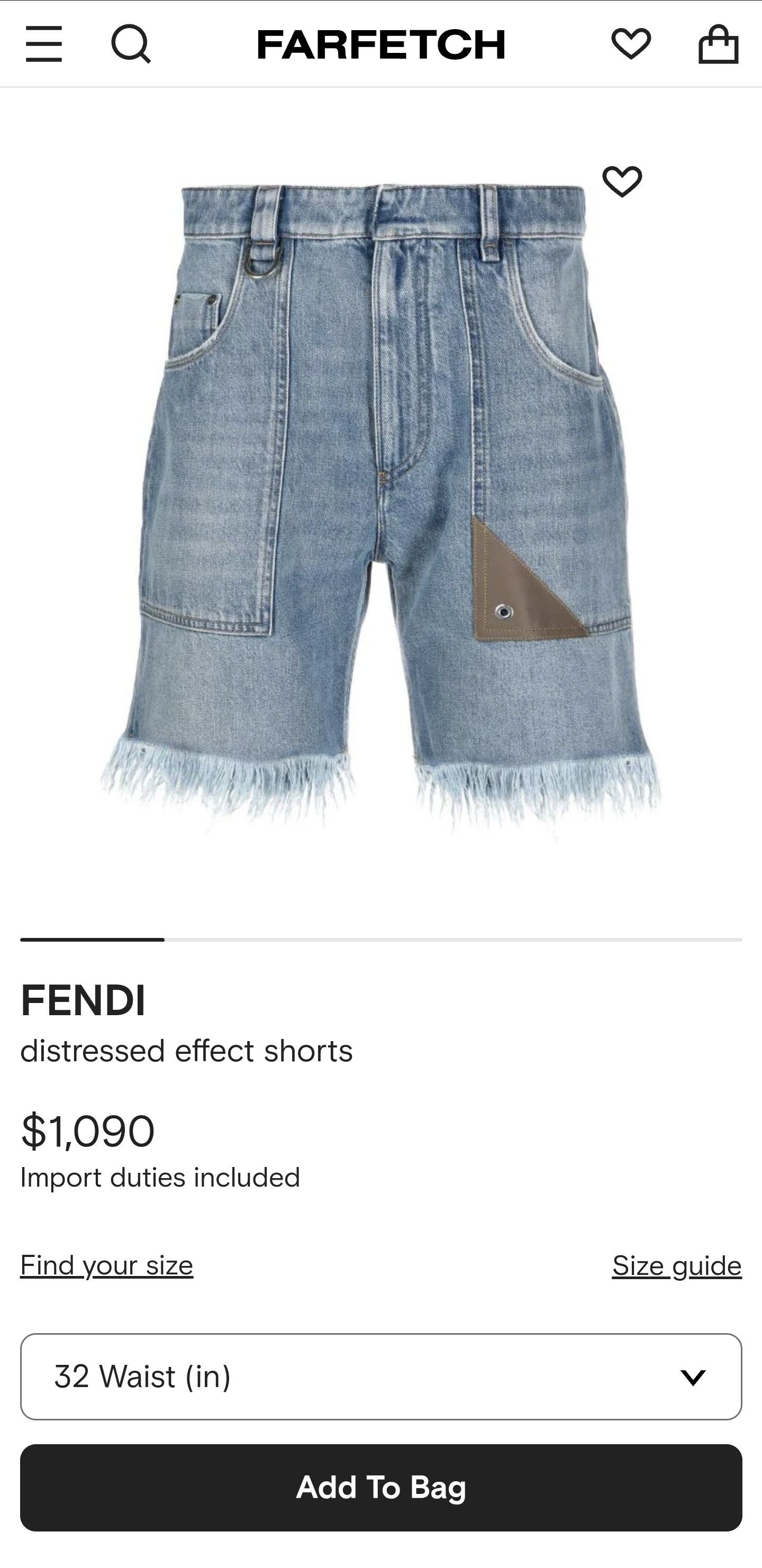 Fendi Distressed Denim Shorts Size US 34 / EU 50 - 6 Thumbnail
