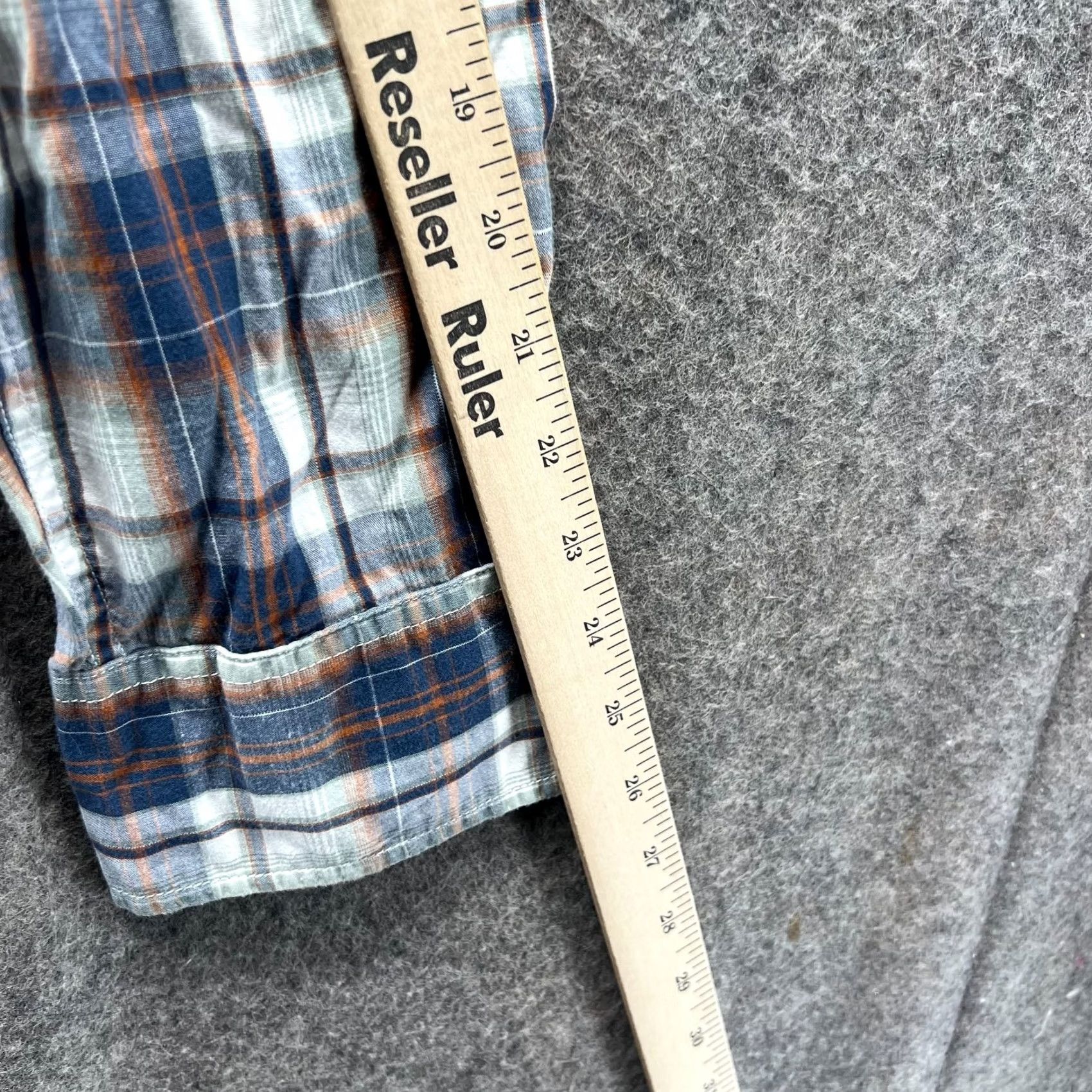 American Eagle Outfitters VINTAGE American Eagle Outfitters Shirt Western Plaid Button-Up Long Sleeve Collared Blue Orange Mens Large 44 Chest Regular Fit Cotton Size US L / EU 52-54 / 3 - 5 Thumbnail