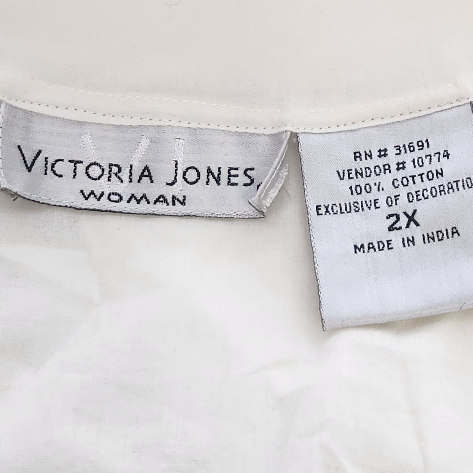 Other Victoria Jones Cream Embroidered Peasant Top 2X Plus NWOTS Size XXL / US 16-18 / IT 52-54 - 5 Thumbnail