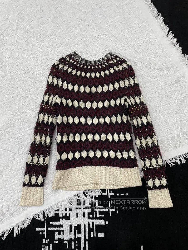 Gucci Gucci Red, white and black studded woollen horsehair sweat Size US XS / EU 42 / 0 - 4 Thumbnail
