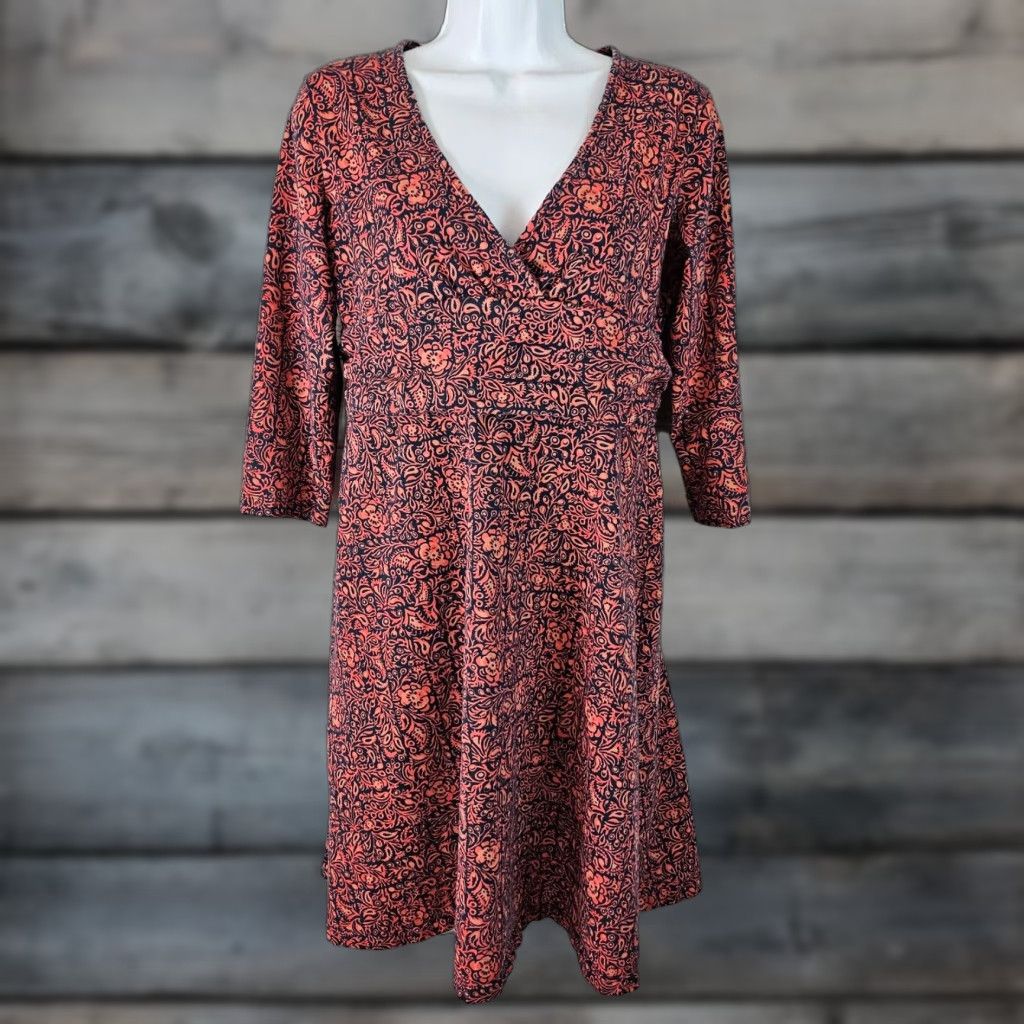 Patagonia Patagonia Womens Margot Dress L Floral 3/4 Sleeve Organic Cotton Pink Teal Blue Knee Length Womens Matted? Size L / US 10 / IT 46 - 1 Thumbnail