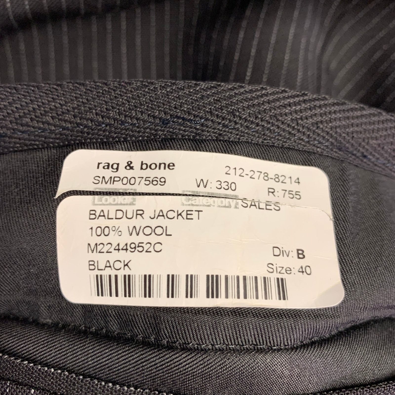 Rag & Bone Size 40 Black Grey Pinstripe Wool Single Breasted Sport Coat Size 40R - 9 Thumbnail