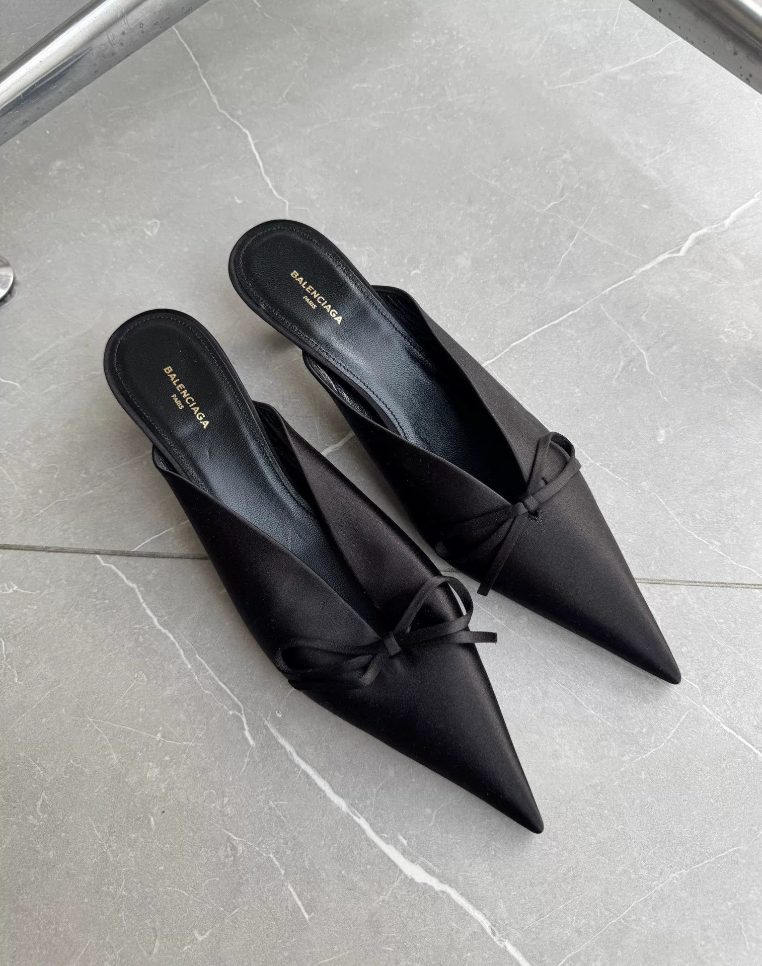 Balenciaga Balenciaga Black Satin Knife Pointed Heels Size US 6 / IT 36 - 1 Thumbnail