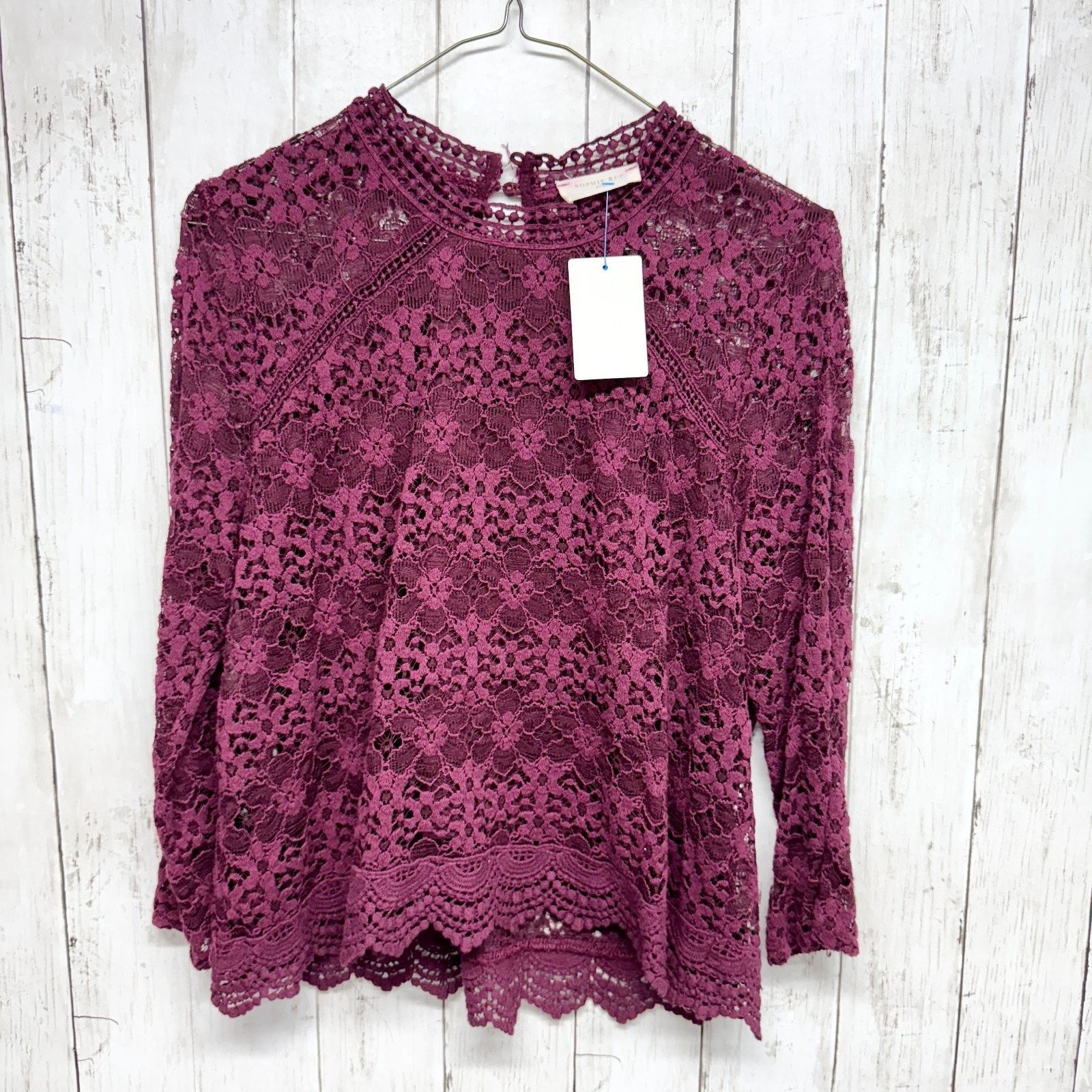 Other Sophie Rue Shirt Size Large Lace Trim Long Sleeve Blouse Size L / US 10 / IT 46 - 1 Thumbnail