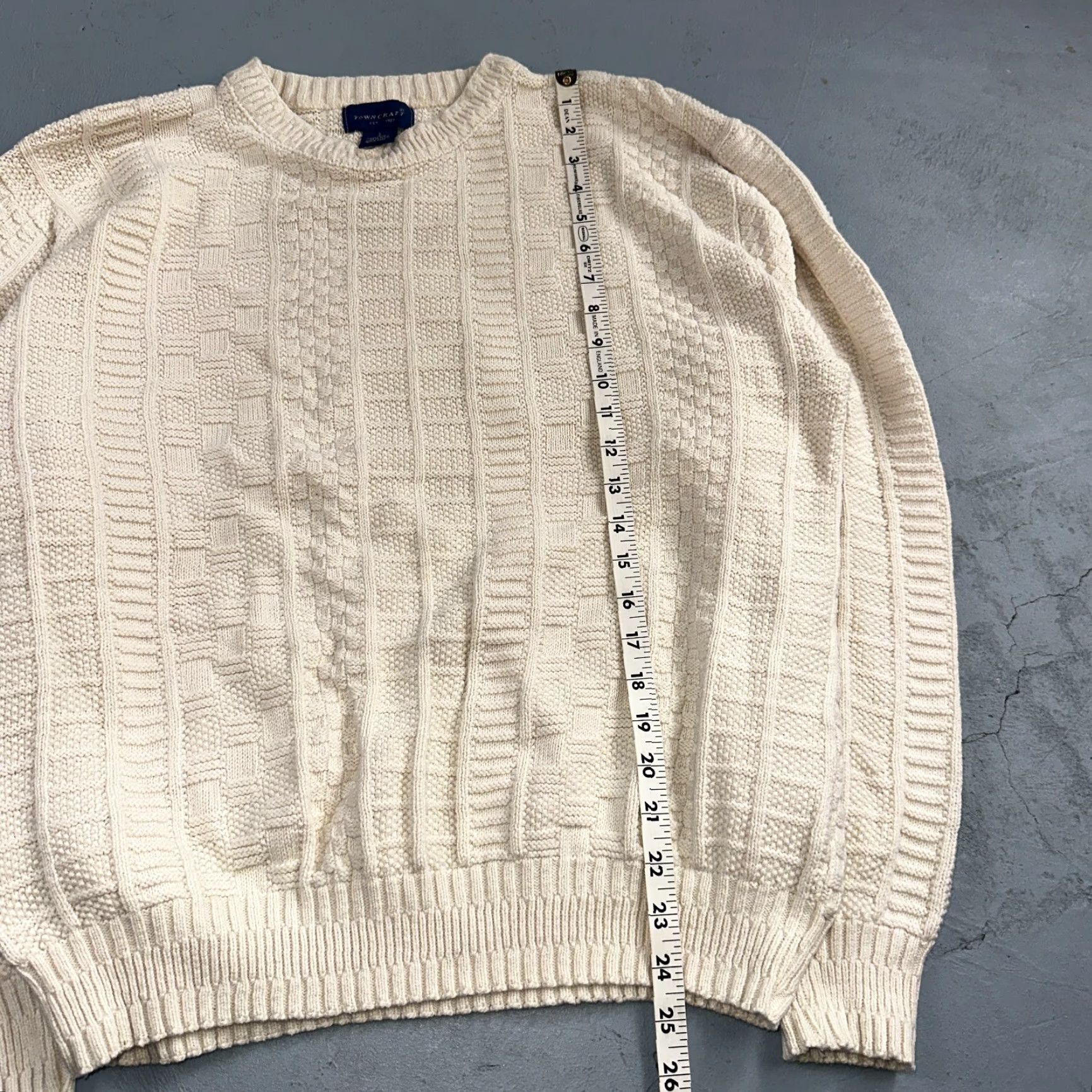 Vintage VINTAGE Towncraft 80s Ivory 100% Cotton Square Knit Sweater Adult L Size US L / EU 52-54 / 3 - 4 Thumbnail