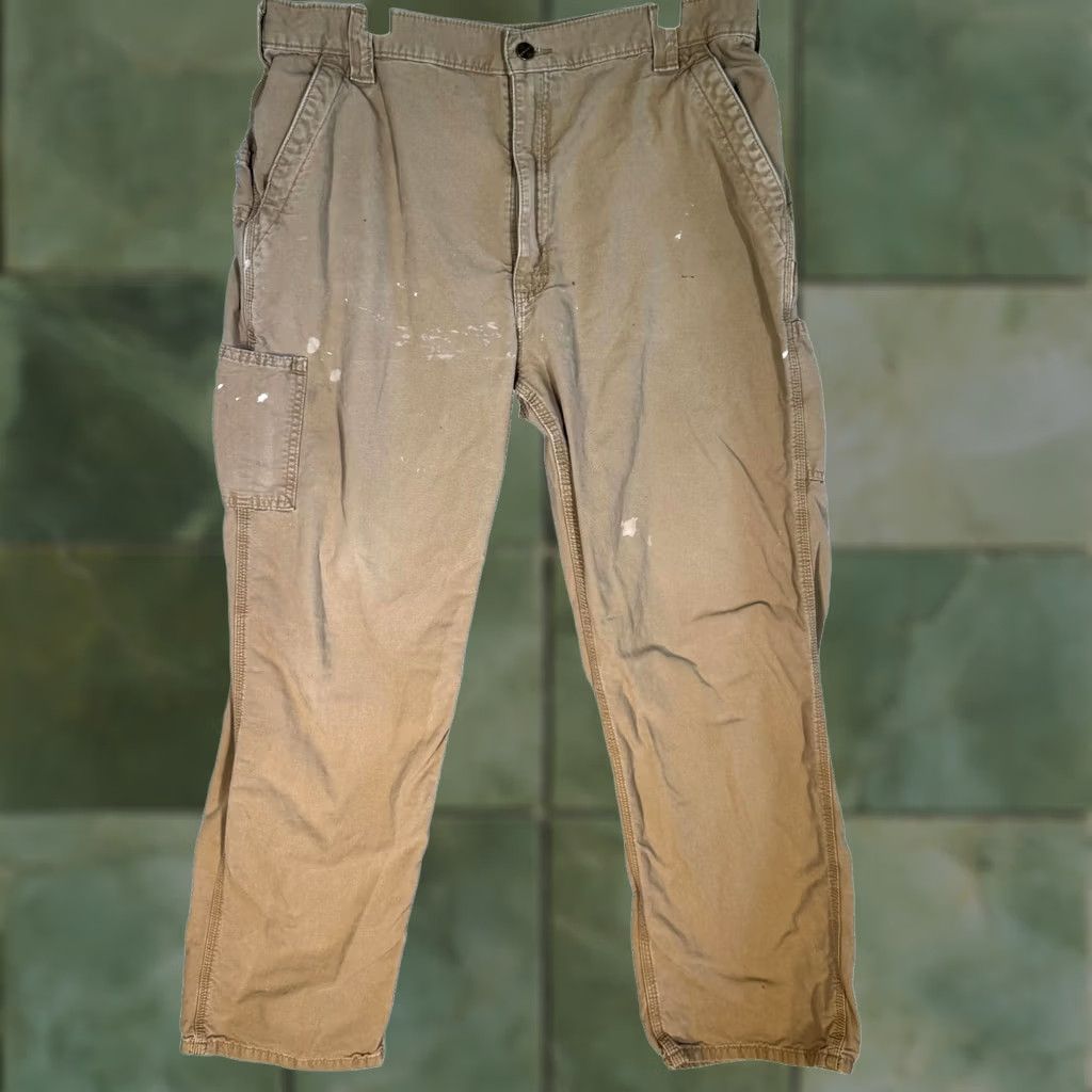 Carhartt Carhartt Carpenter Jeans 38x32 Beige Loose Fit Workwear Utility Jeans Mens Size US 38 / EU 54 - 1 Thumbnail