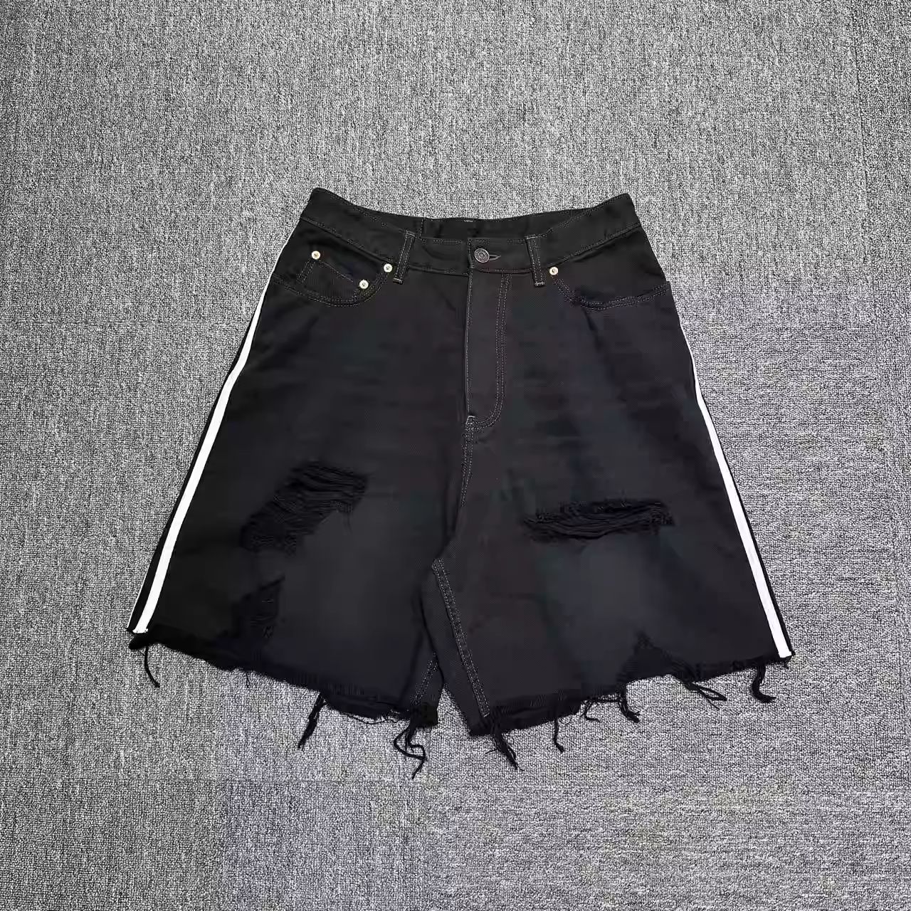 Pre-owned Balenciaga Adidas Co-branded Denim Shorts In Black