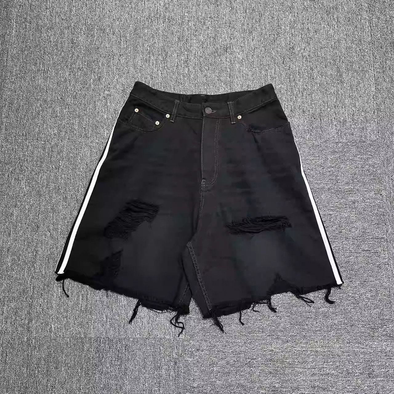 image of Balenciaga Adidas Co-Branded Denim Shorts in Black, Men's (Size 28)